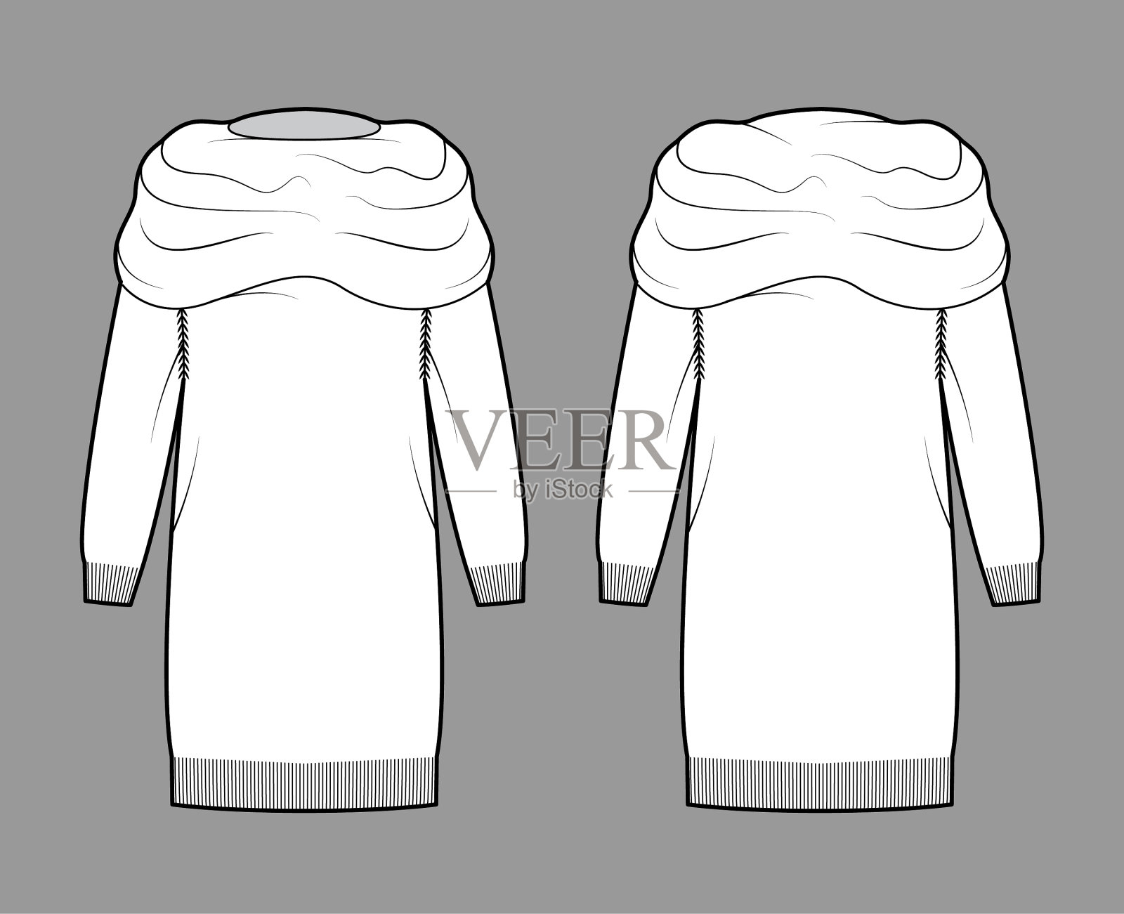 厚实的毛衣连衣裙技术时尚插画图片素材