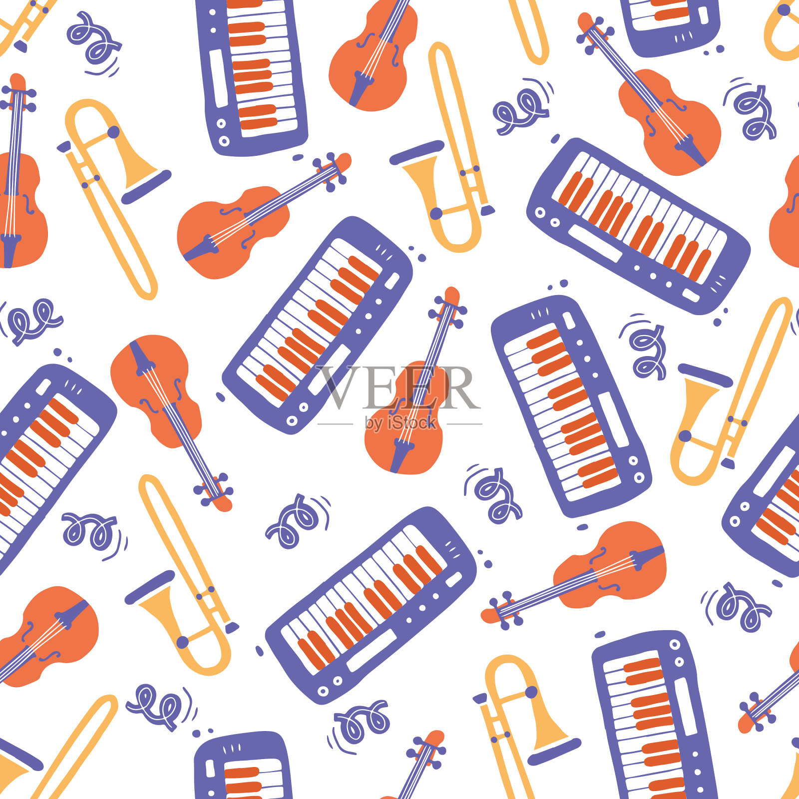 无缝图案乐器插画图片素材