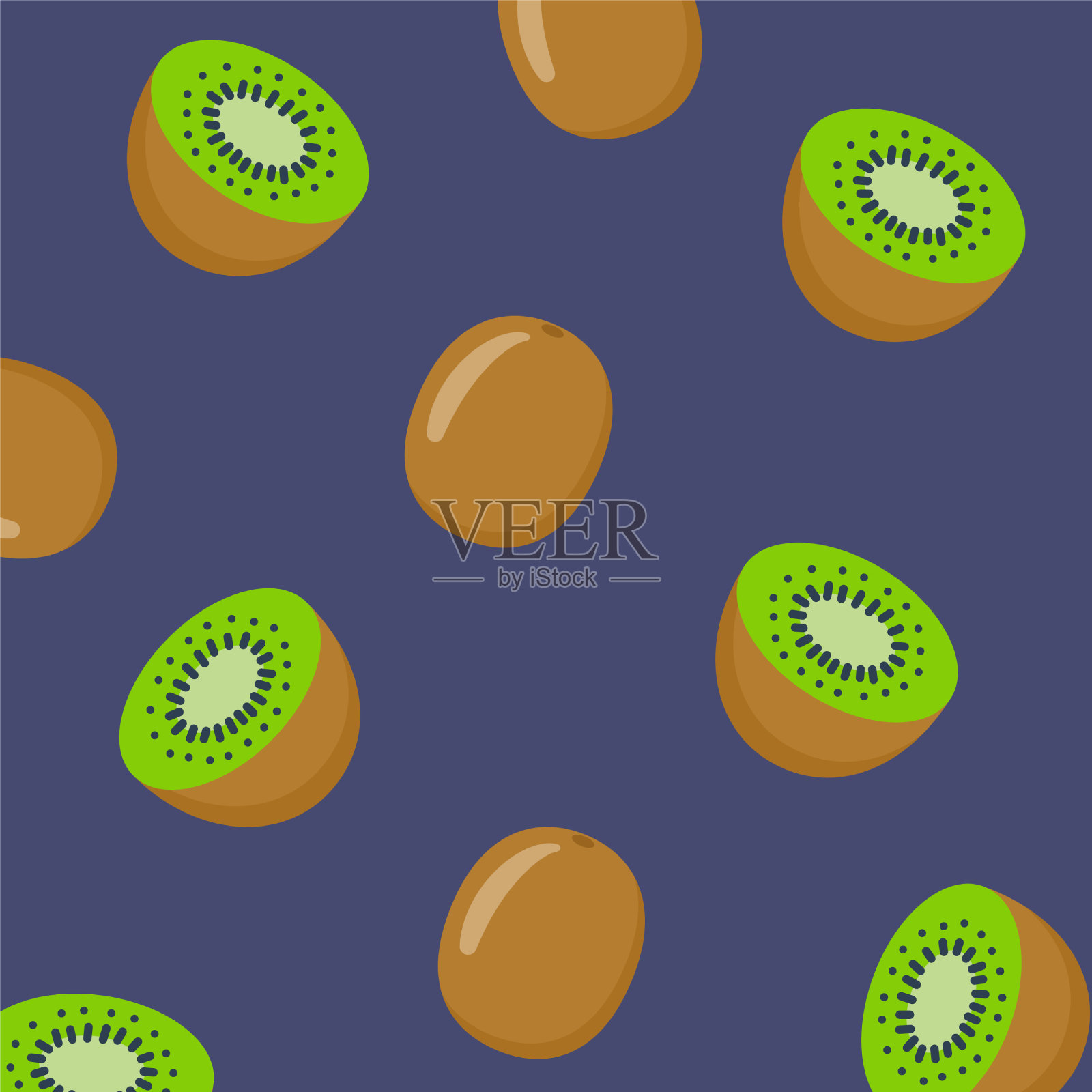 猕猴桃清凉夏日无缝图案背景插画图片素材