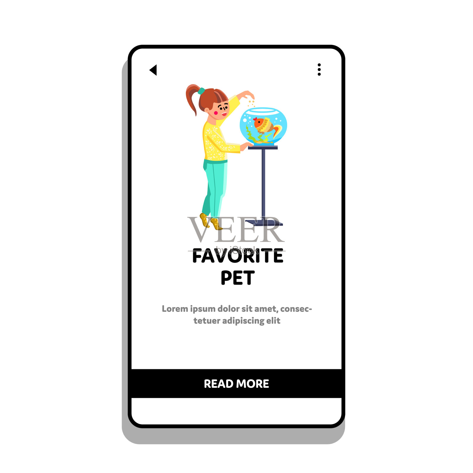 最喜欢的宠物在水族馆喂养小女孩设计模板素材