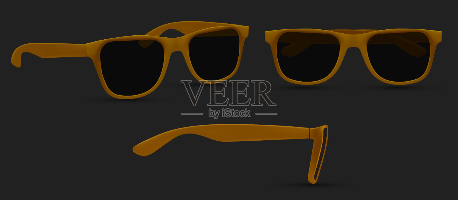 太阳镜，沙滩，时尚配饰。偏光极客眼镜，时髦的太阳镜片目镜。孤立在白色背景上。矢量插图。插画图片素材