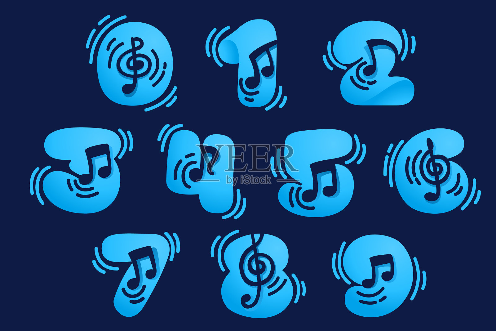 有音符的数字图标素材