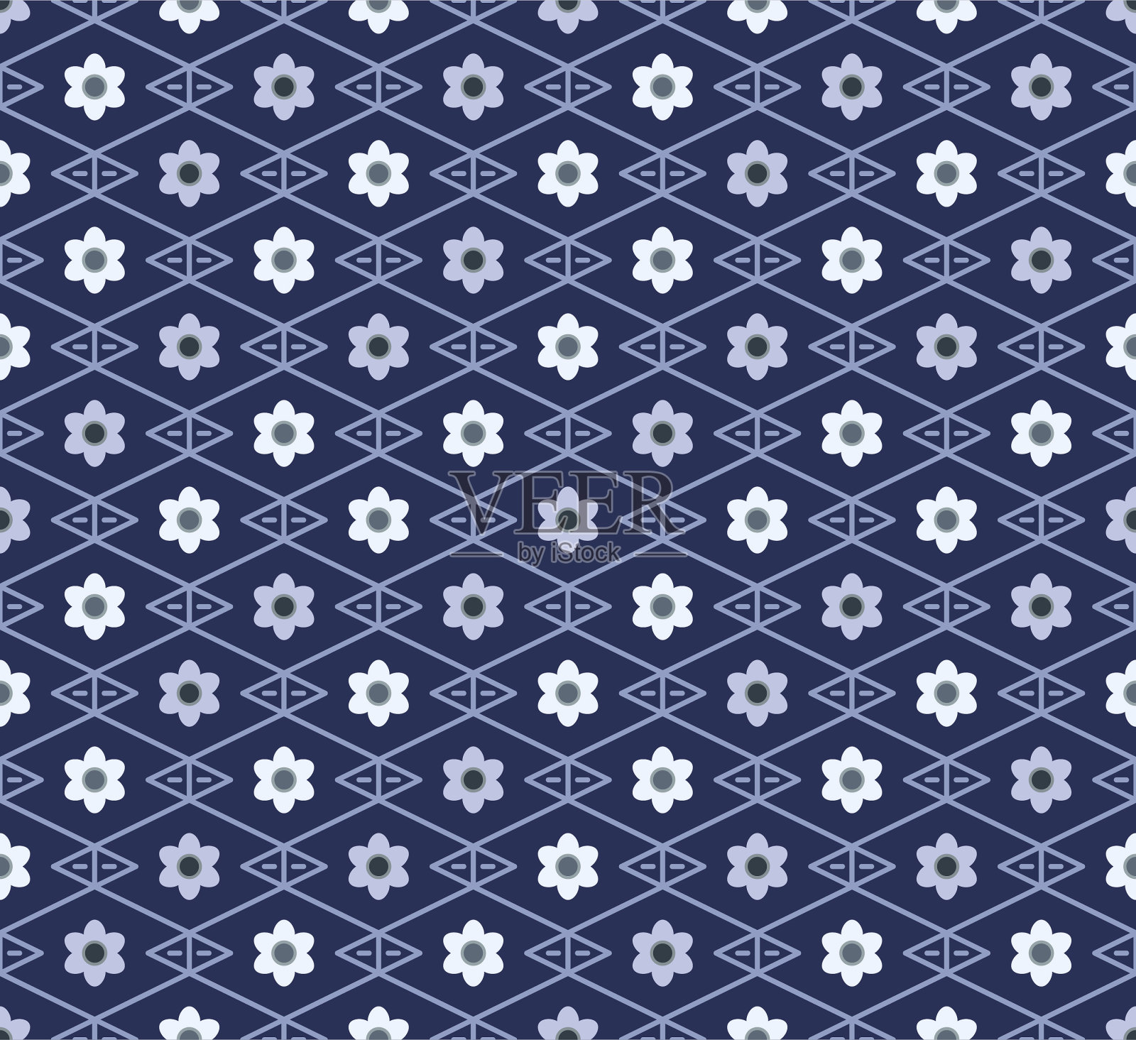 日本可爱的花钻石矢量无缝模式插画图片素材