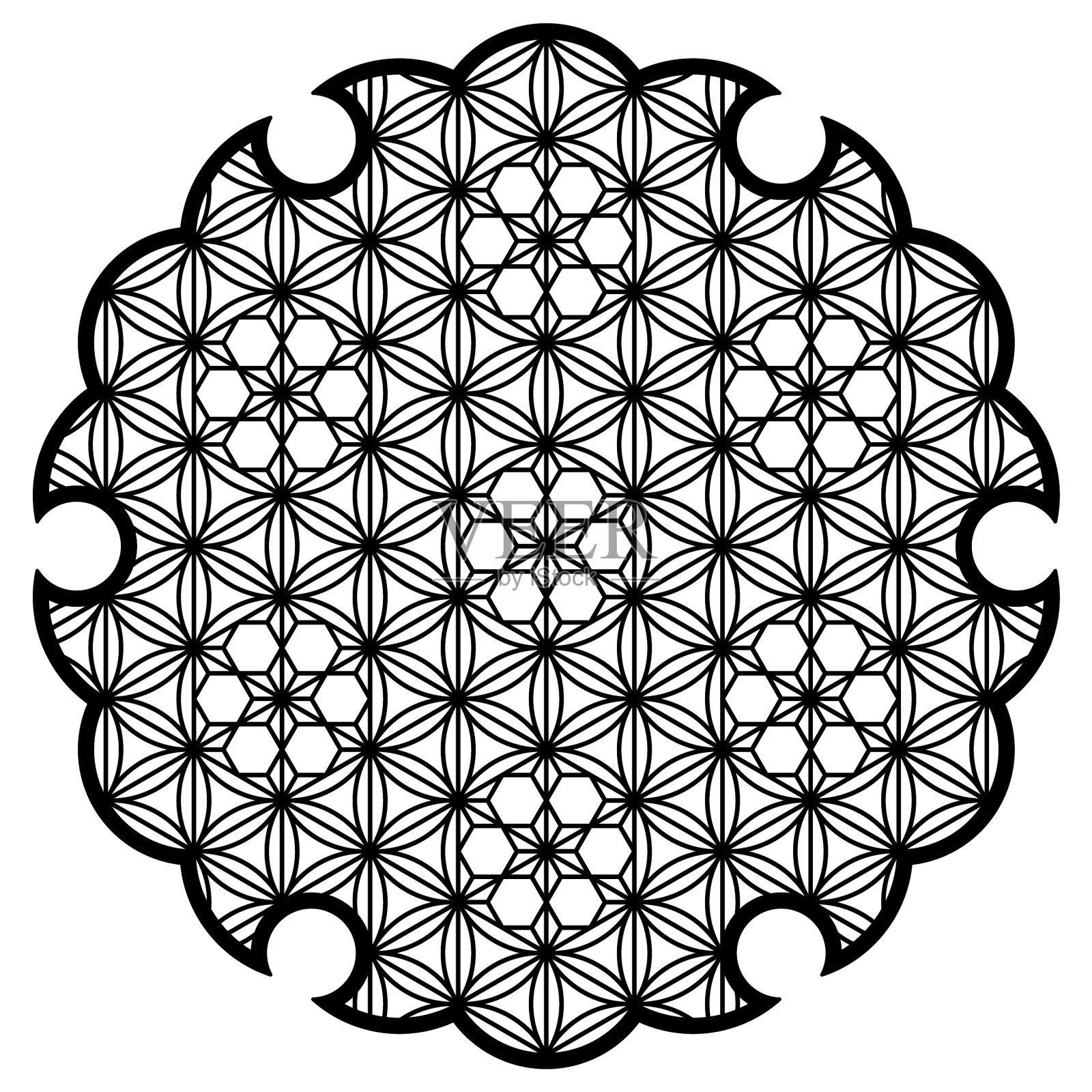 日本风格的樱花与图案插画图片素材