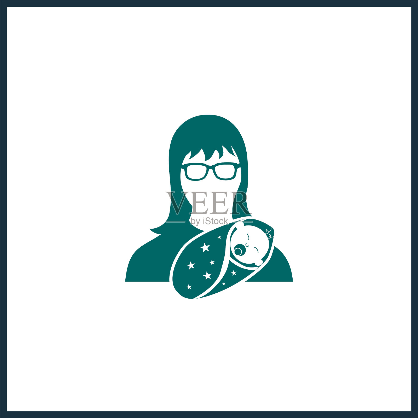 母乳喂养的妇女给她的孩子喂奶插画图片素材