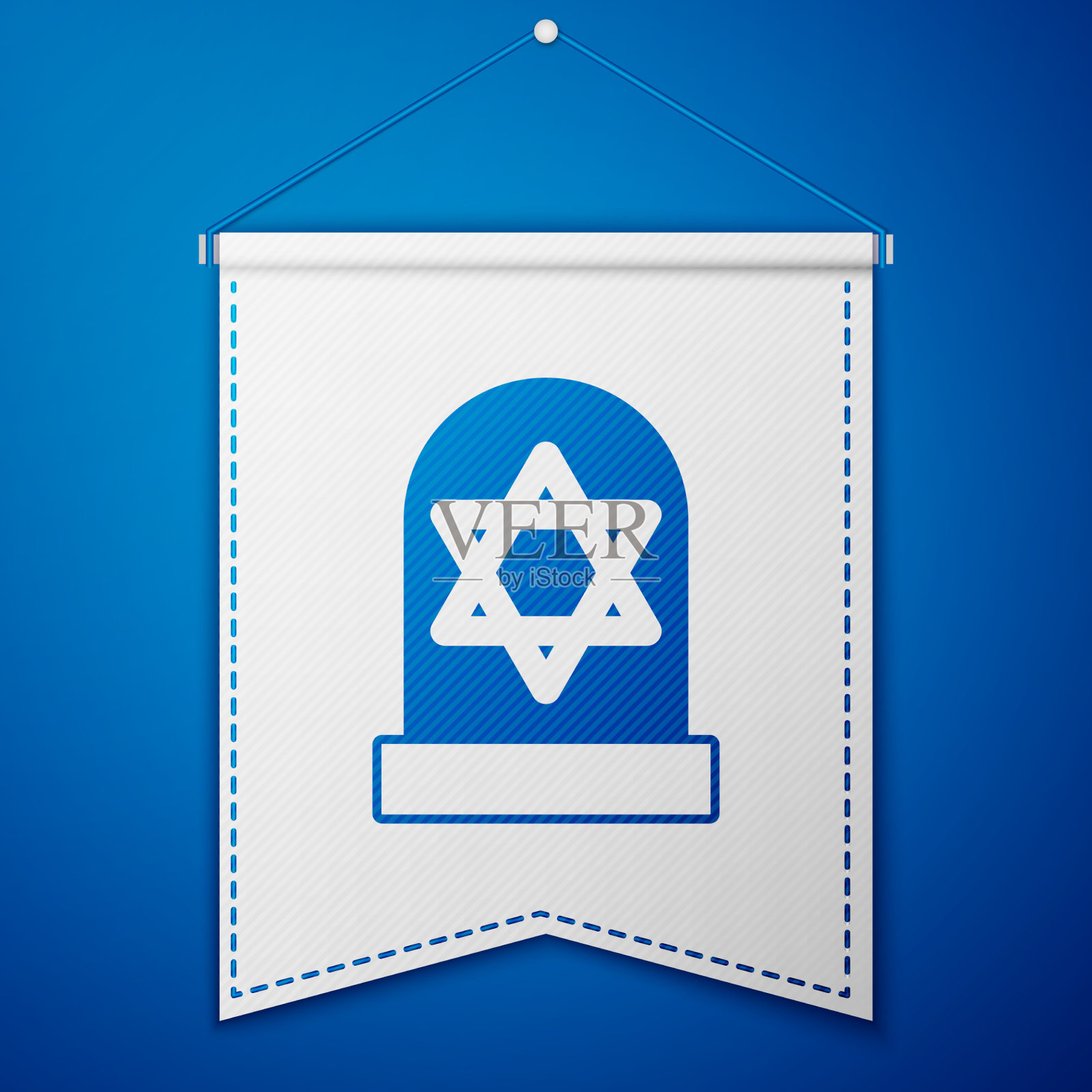 蓝色墓碑与星大卫图标隔离上插画图片素材