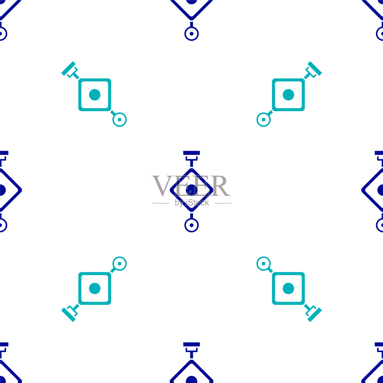 蓝色中国纸灯笼图标孤立无缝插画图片素材