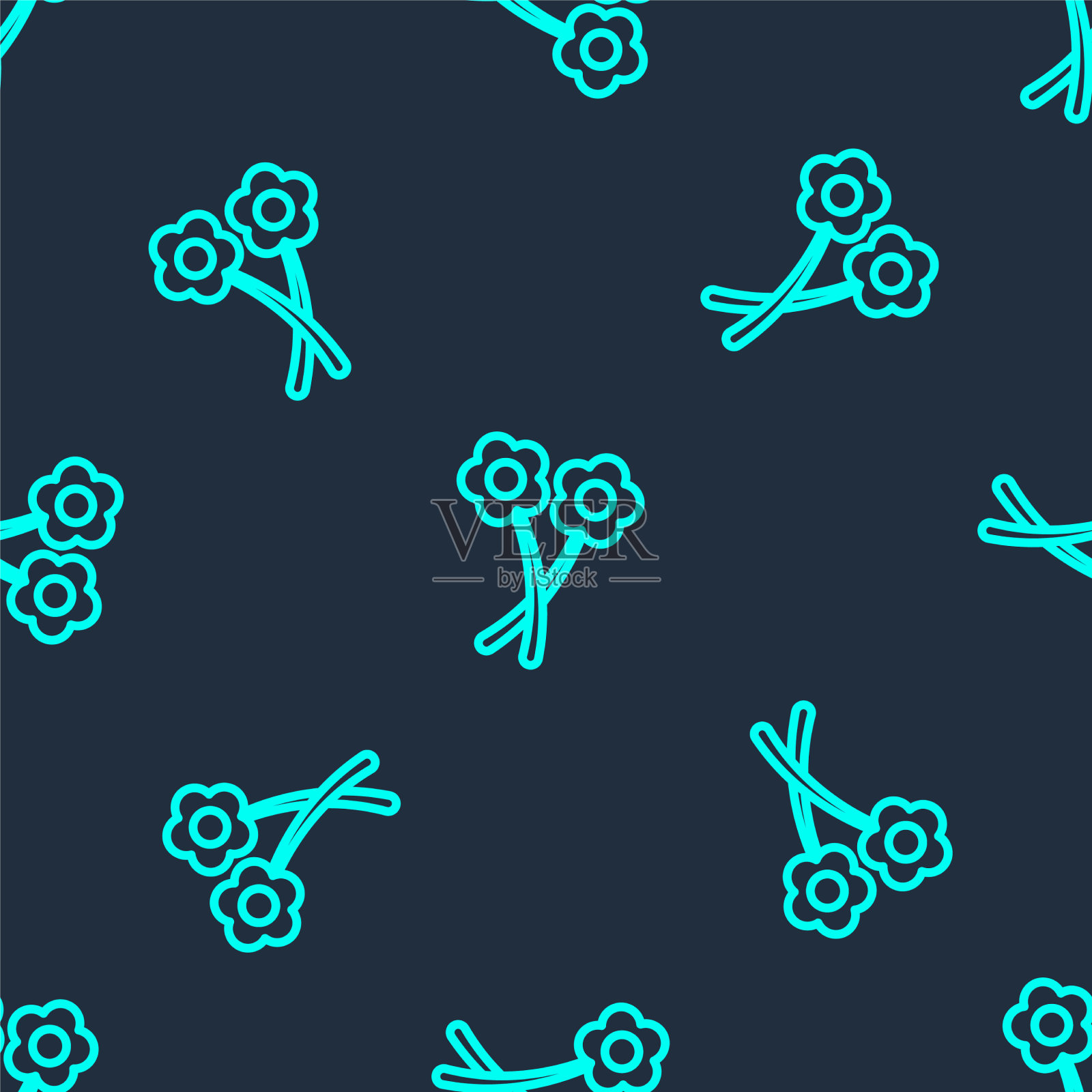 绿线花图标隔离无缝图案插画图片素材