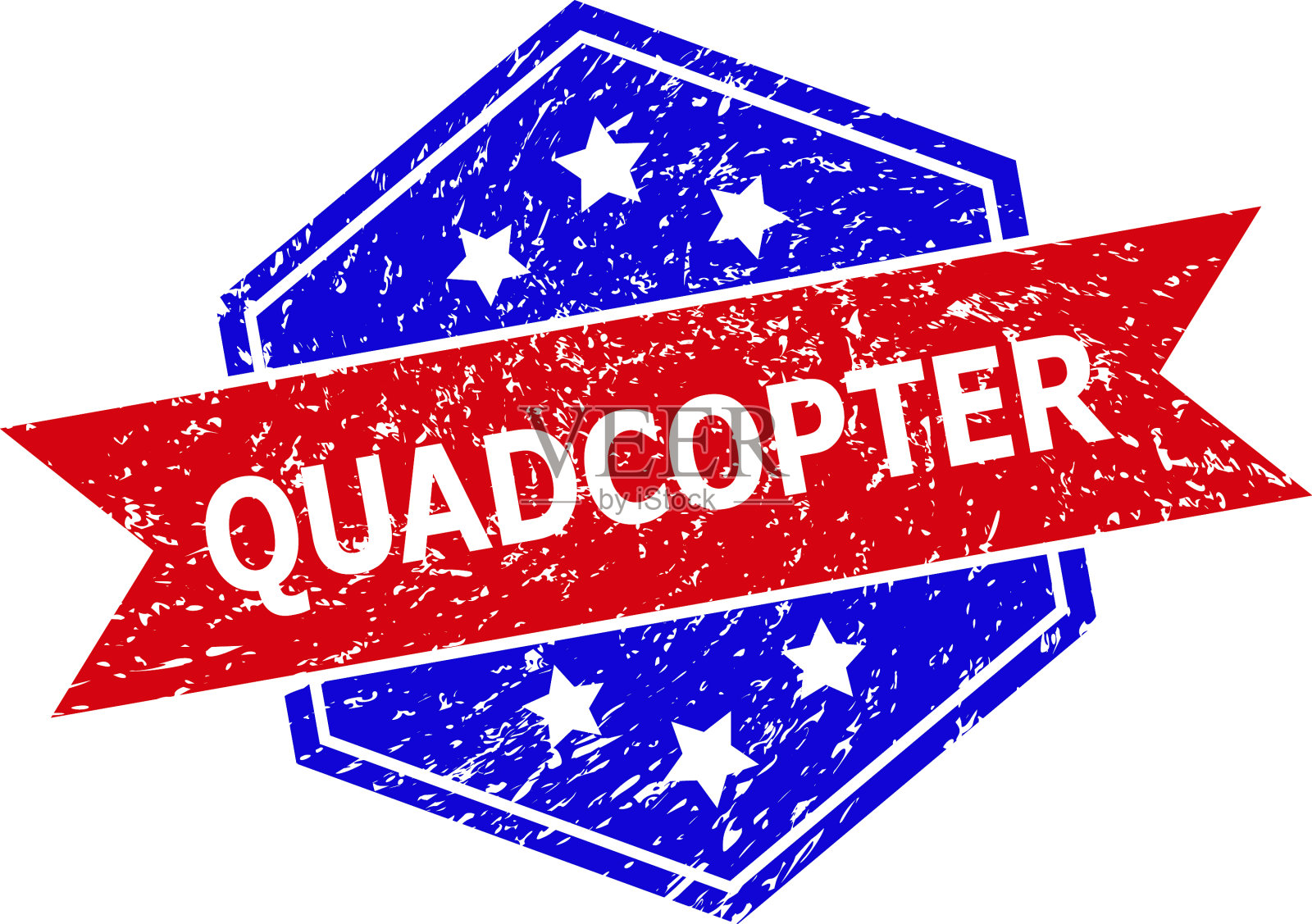 六角双色四轴飞行器用橡皮图章插画图片素材