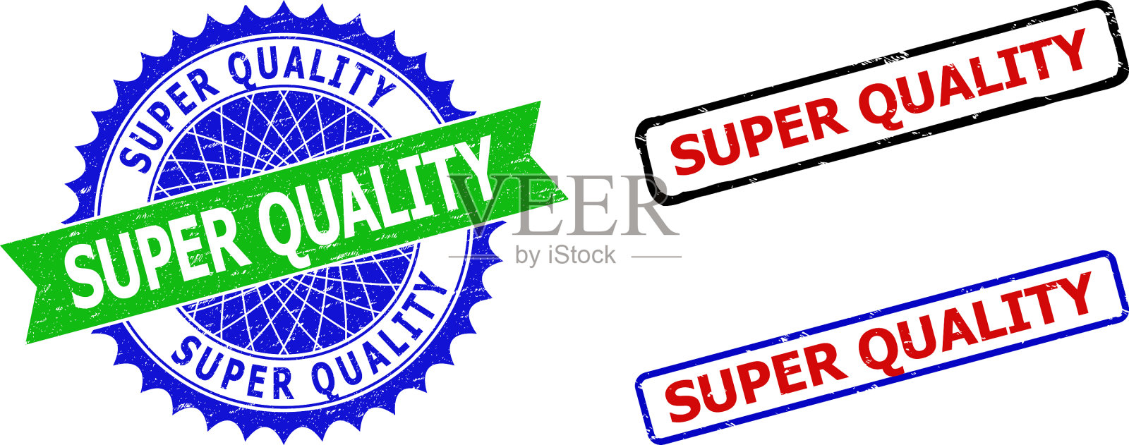 超级质量的玫瑰形和矩形双色密封插画图片素材