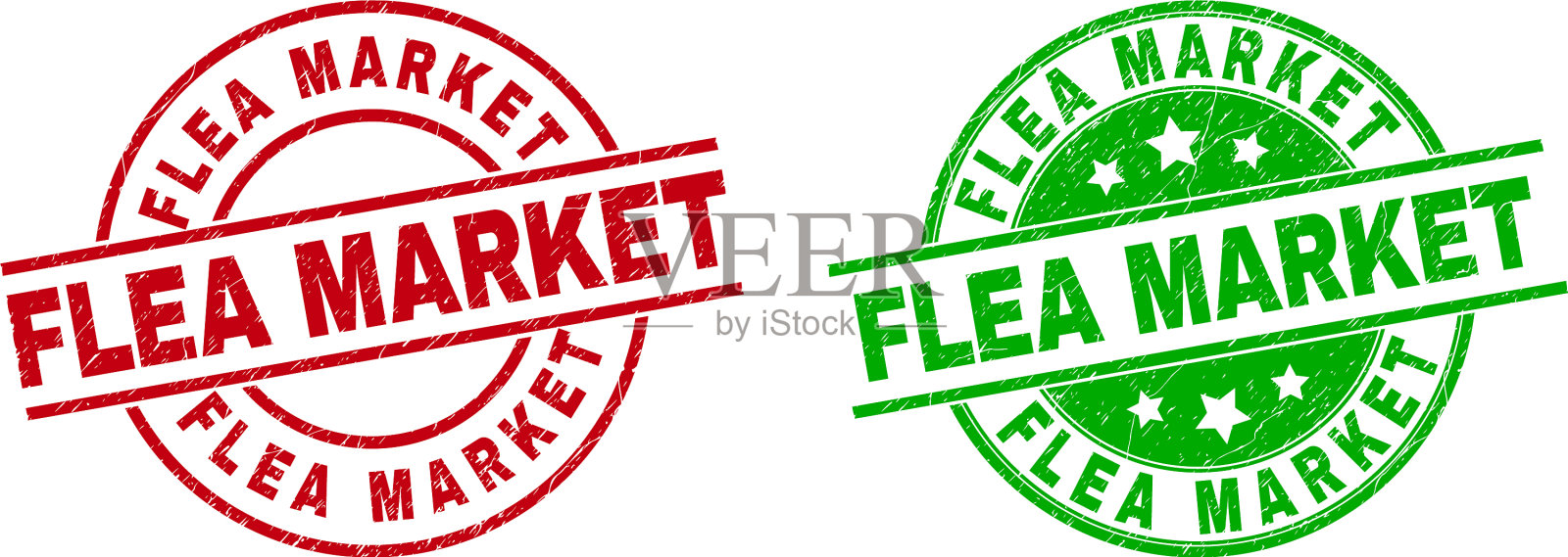 跳蚤市场圆形邮票印章使用不洁设计元素图片