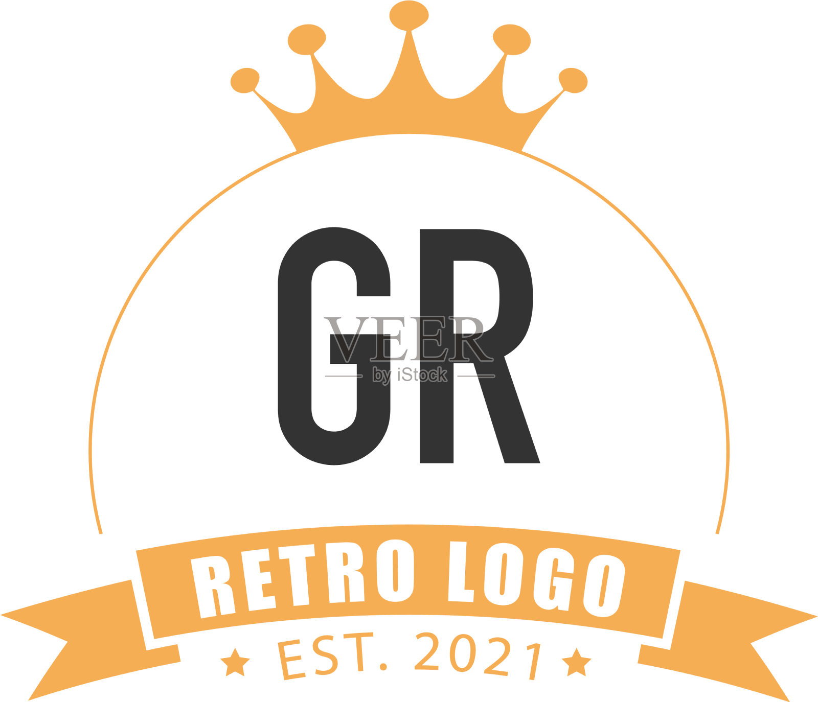 首字母gr圆王标志概念插画图片素材