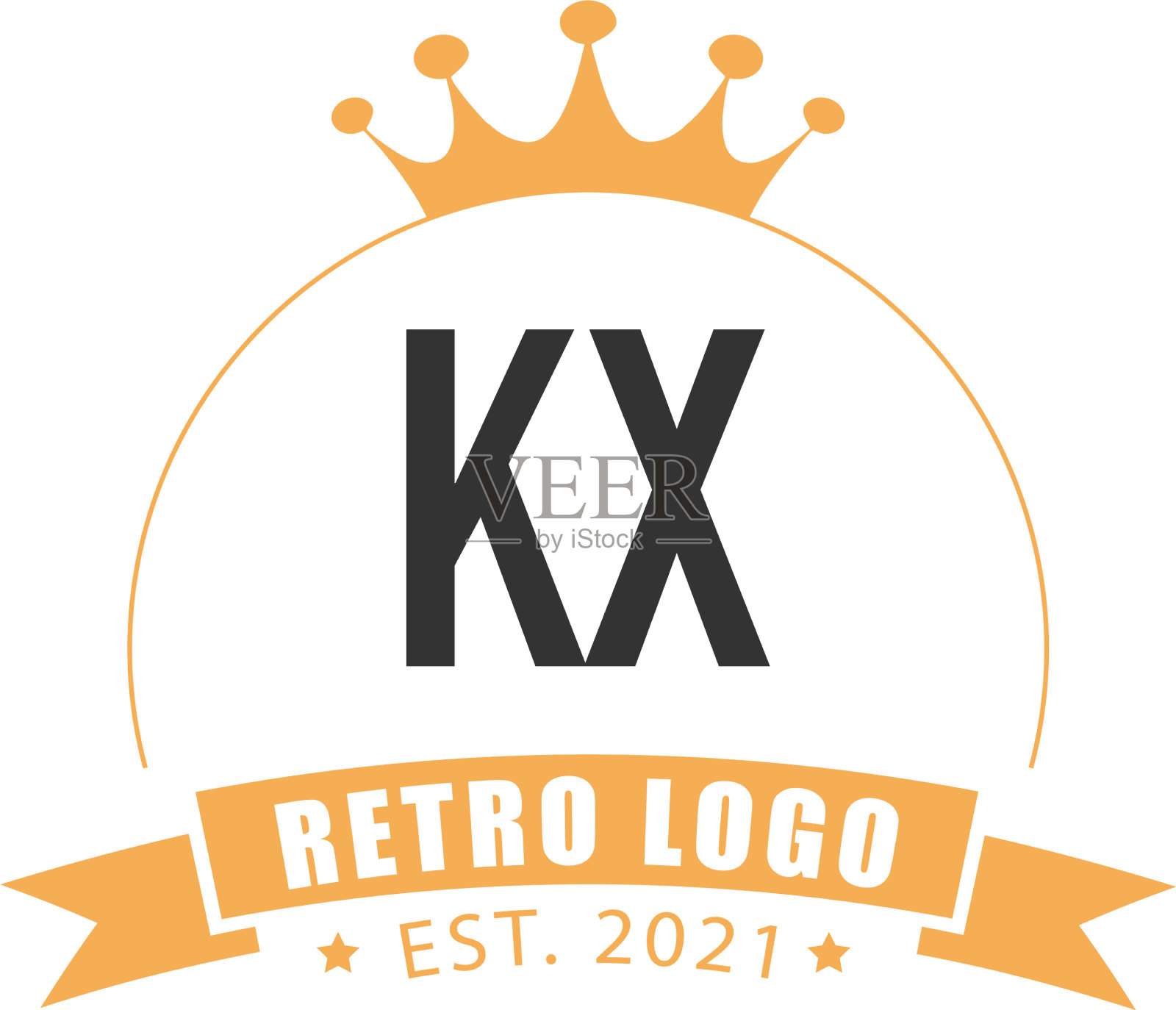 首字母kx圆王标志概念插画图片素材