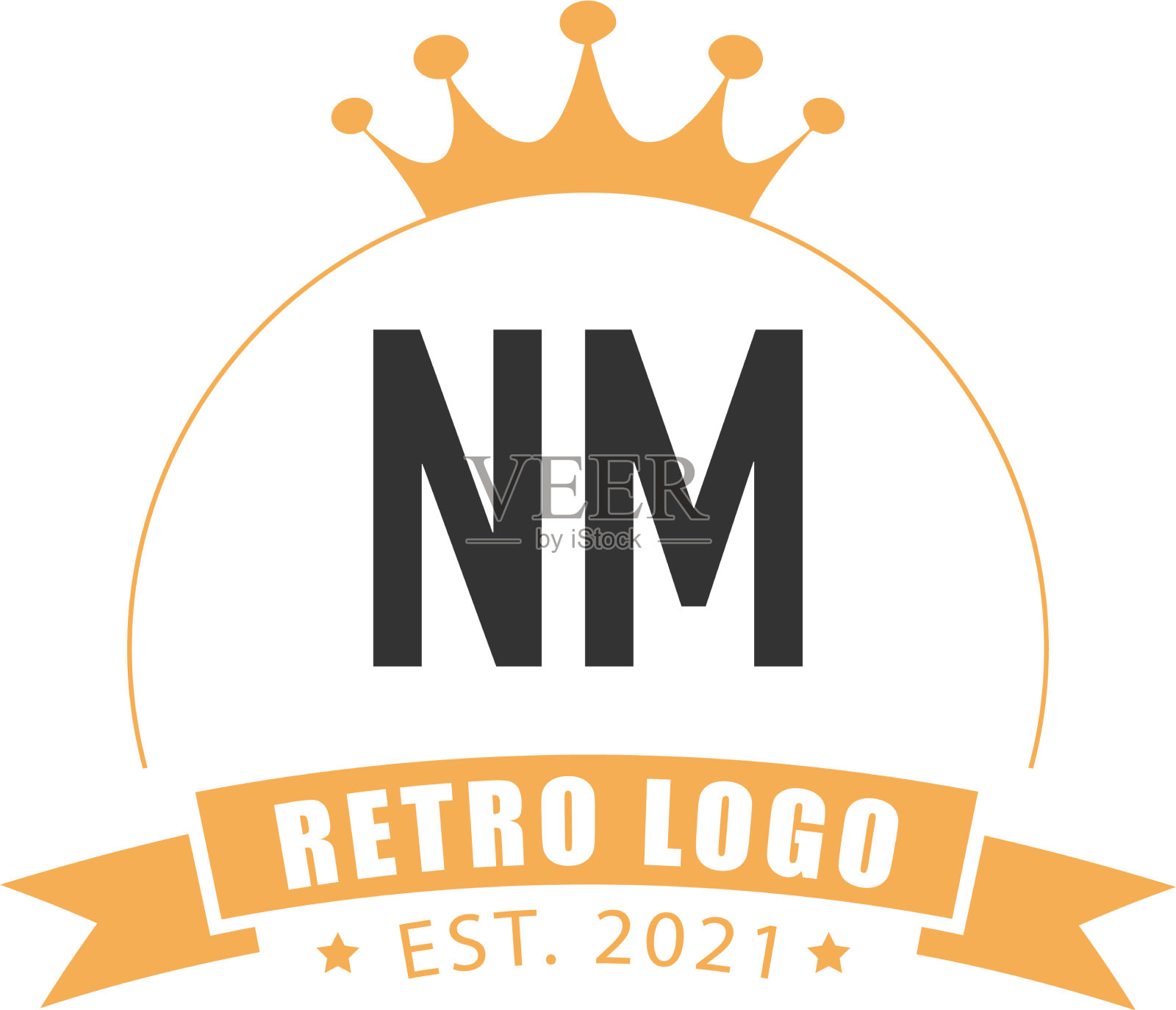 首字母nm圆王标志概念插画图片素材