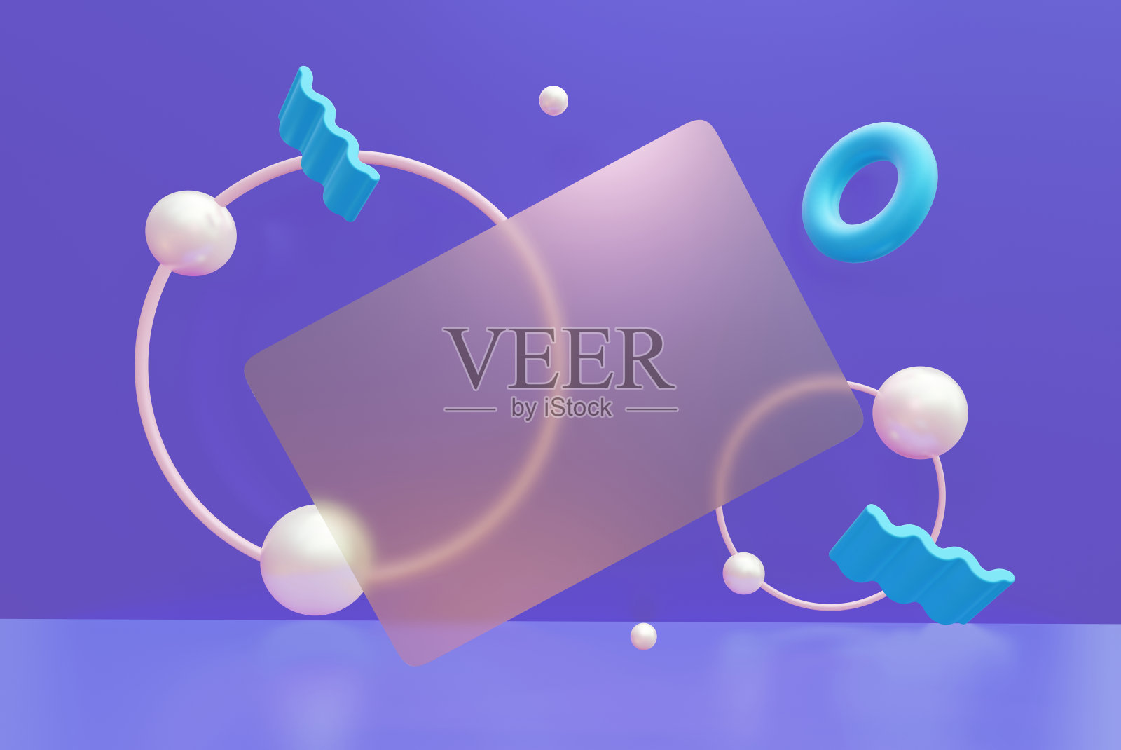 模型透明名片。Glassmorphism风格。以一个抽象的现代背景。三维可视化插图与飞行几何形状。三维渲染照片摄影图片