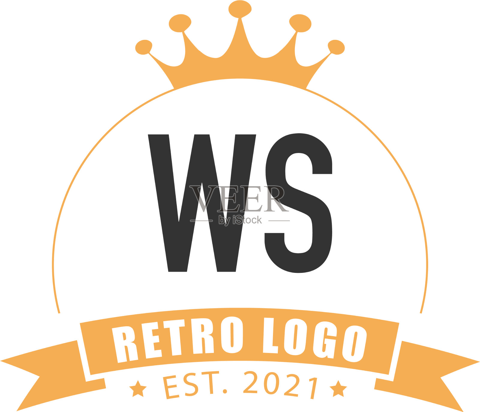 首字母ws圈王标志概念插画图片素材