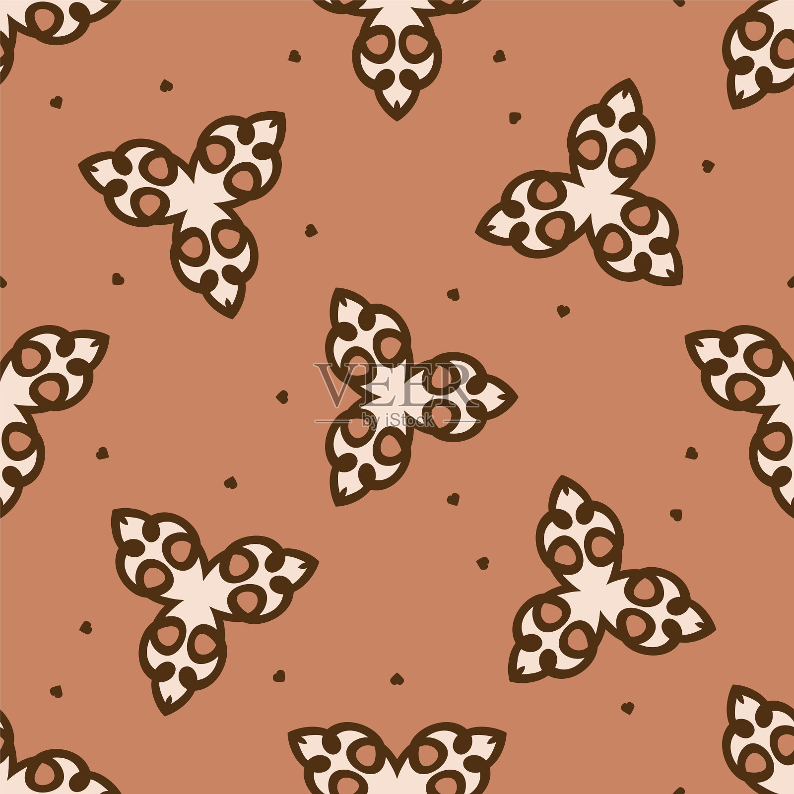 无缝极简涂鸦花卉图案插画图片素材