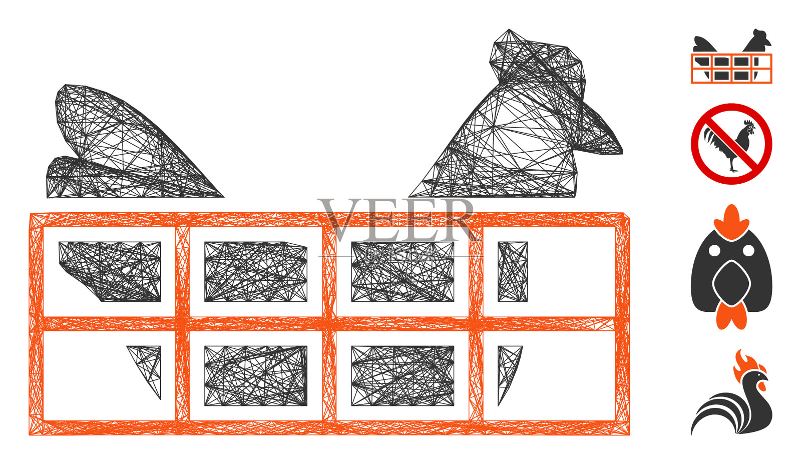 鸡笼网插画图片素材
