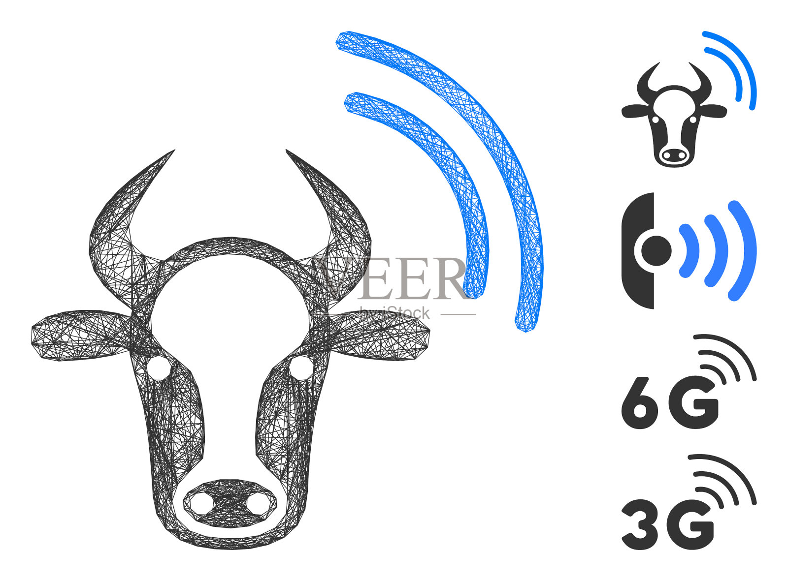 网络牛无线信号网格插画图片素材