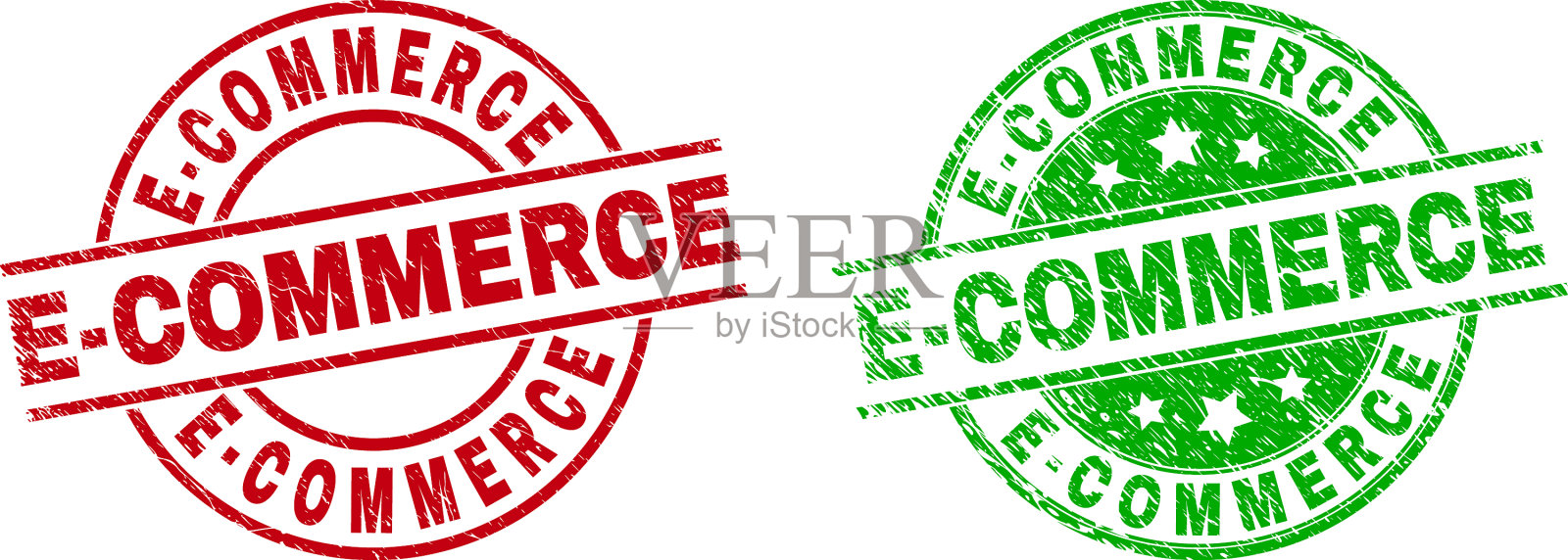 电子商务圆形印章采用不洁风格插画图片素材