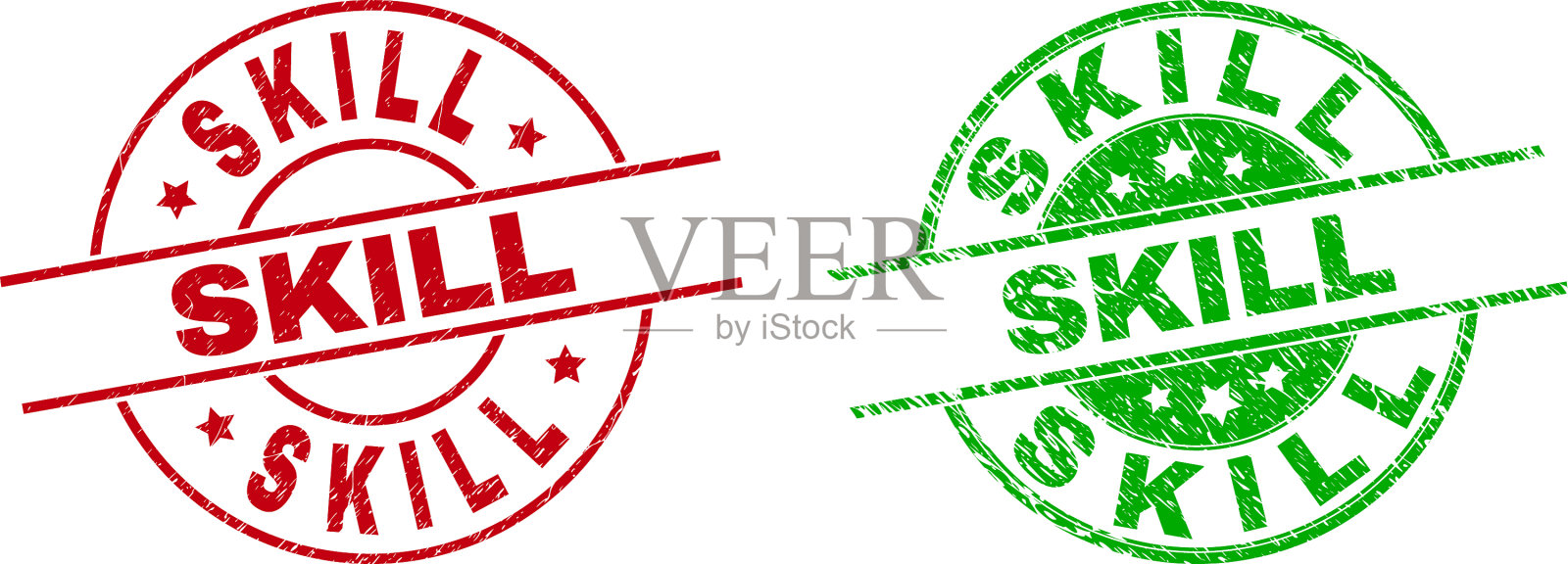 不干净风格的技能圆徽章插画图片素材