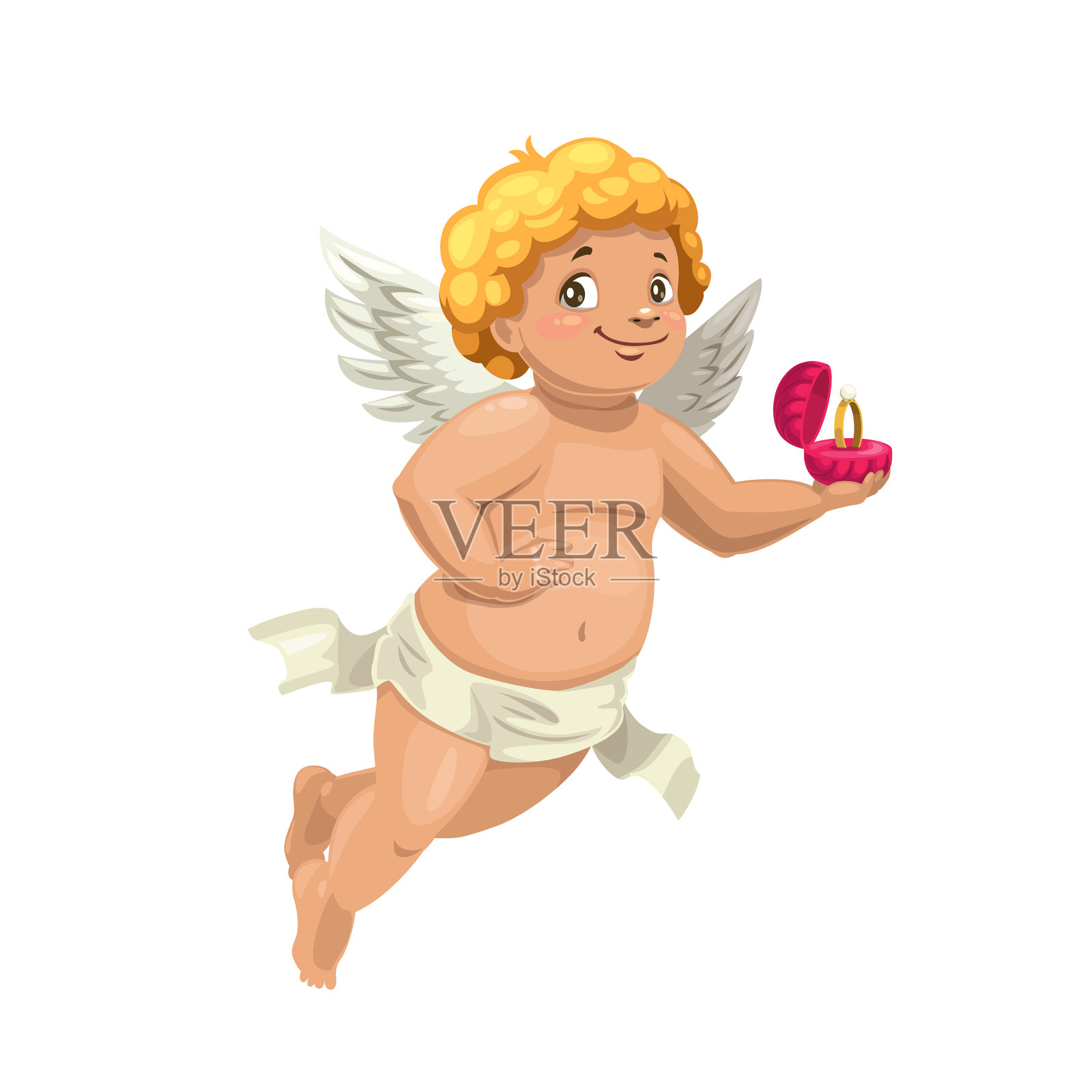 丘比特天使与订婚戒指设计元素图片