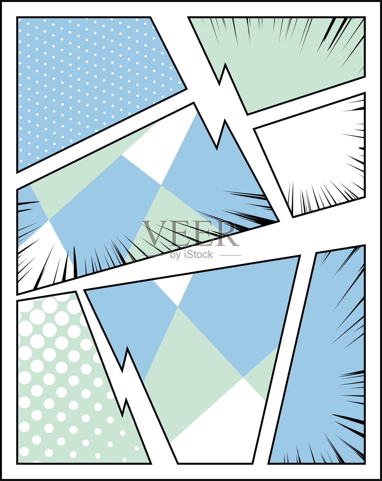 漫画插图和几何图案布局框架插画图片素材