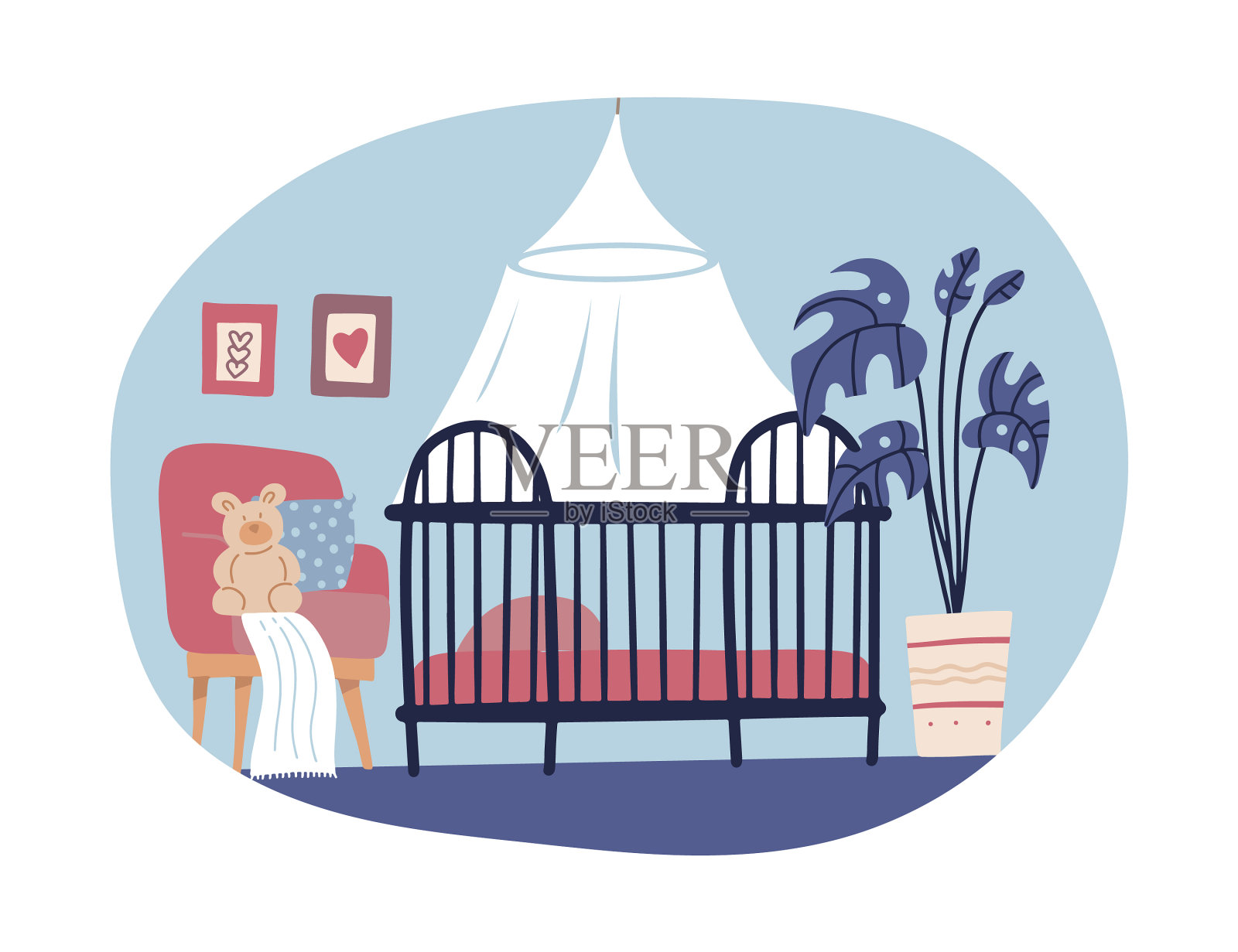 儿童房室内设计手绘设计元素图片