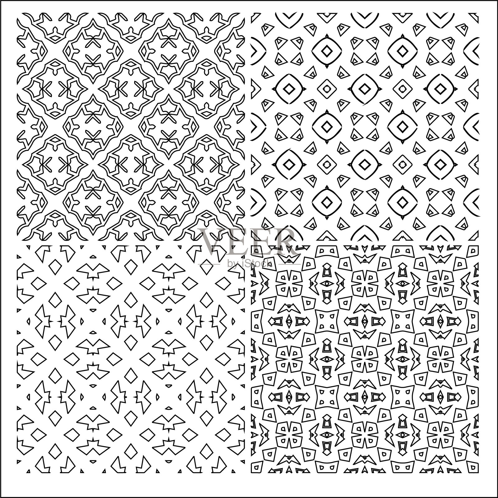 4 .通用不同几何无缝图案插画图片素材