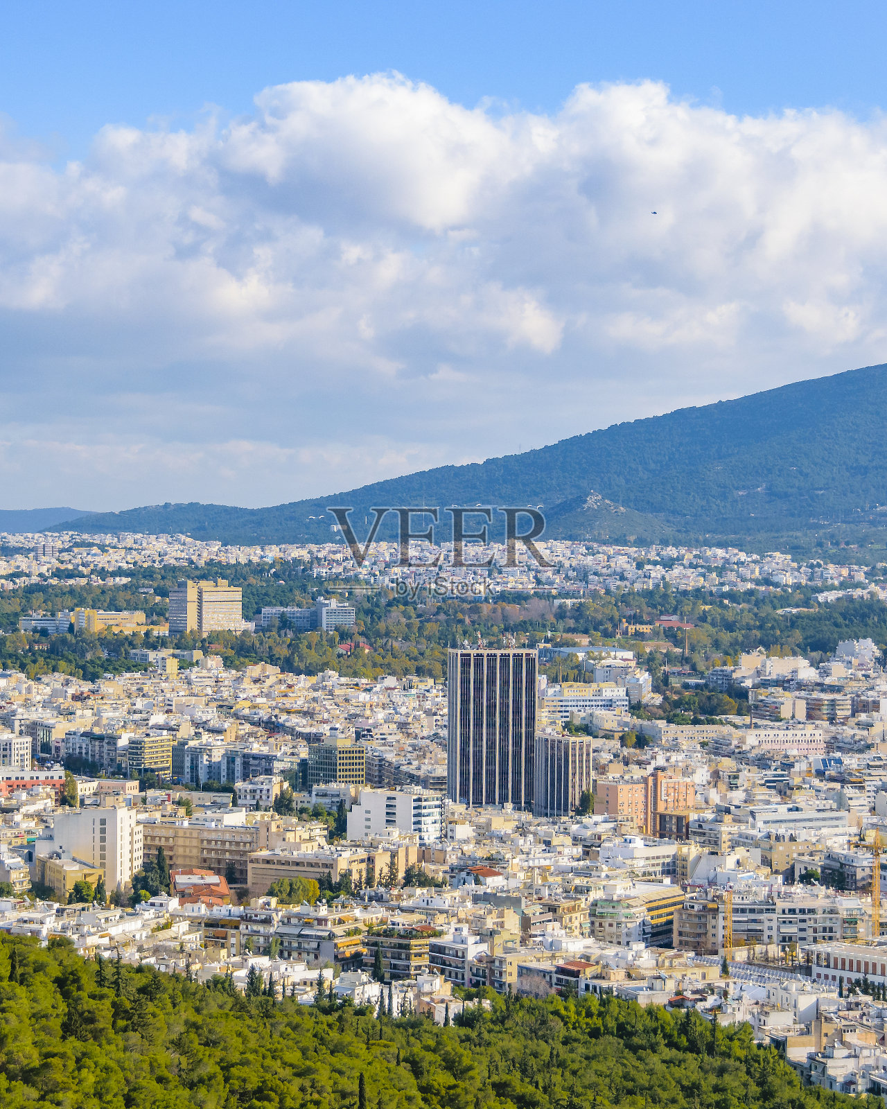 城市景观鸟瞰图，雅典，希腊照片摄影图片