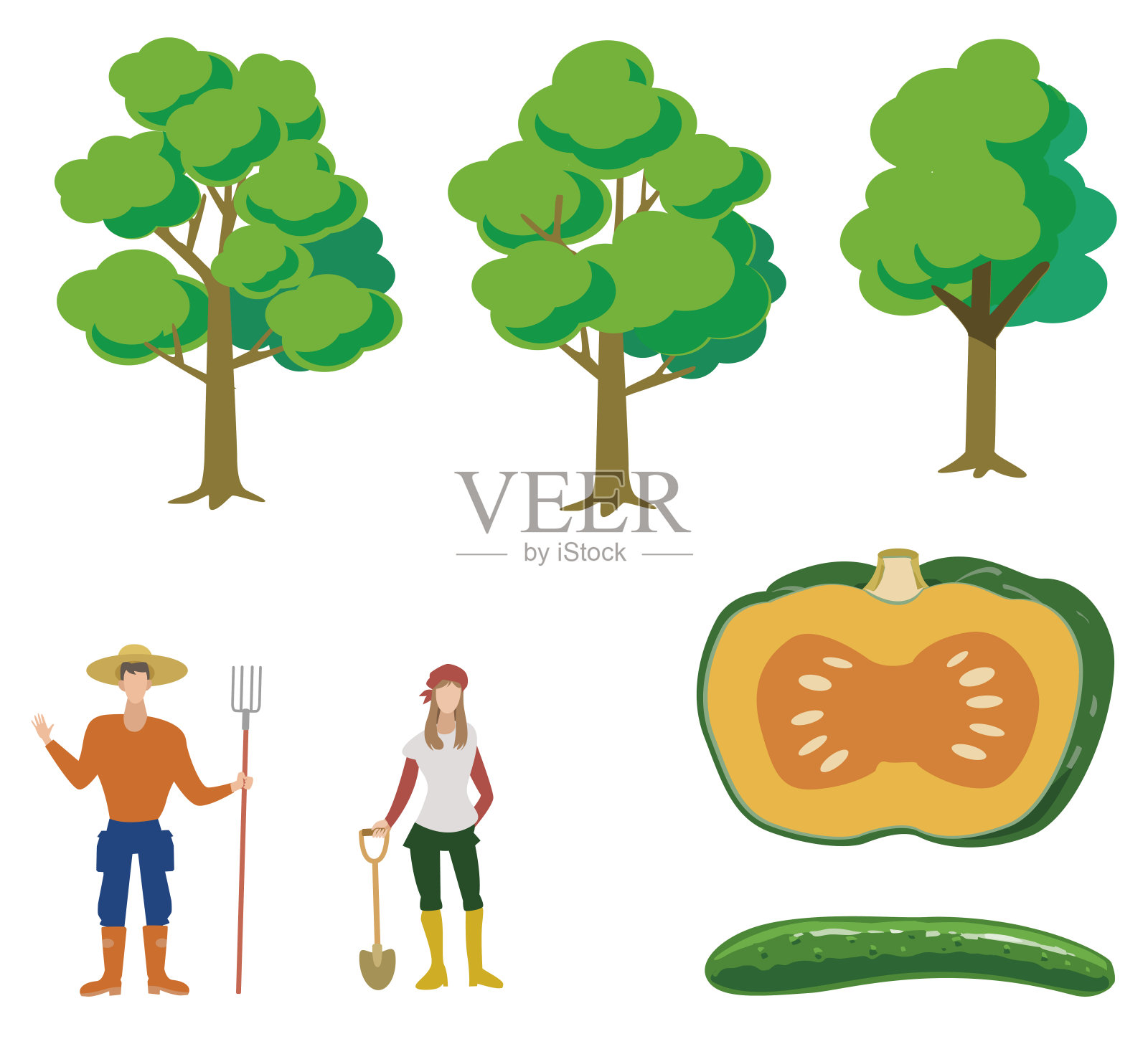 厨房花园集合插画图片素材