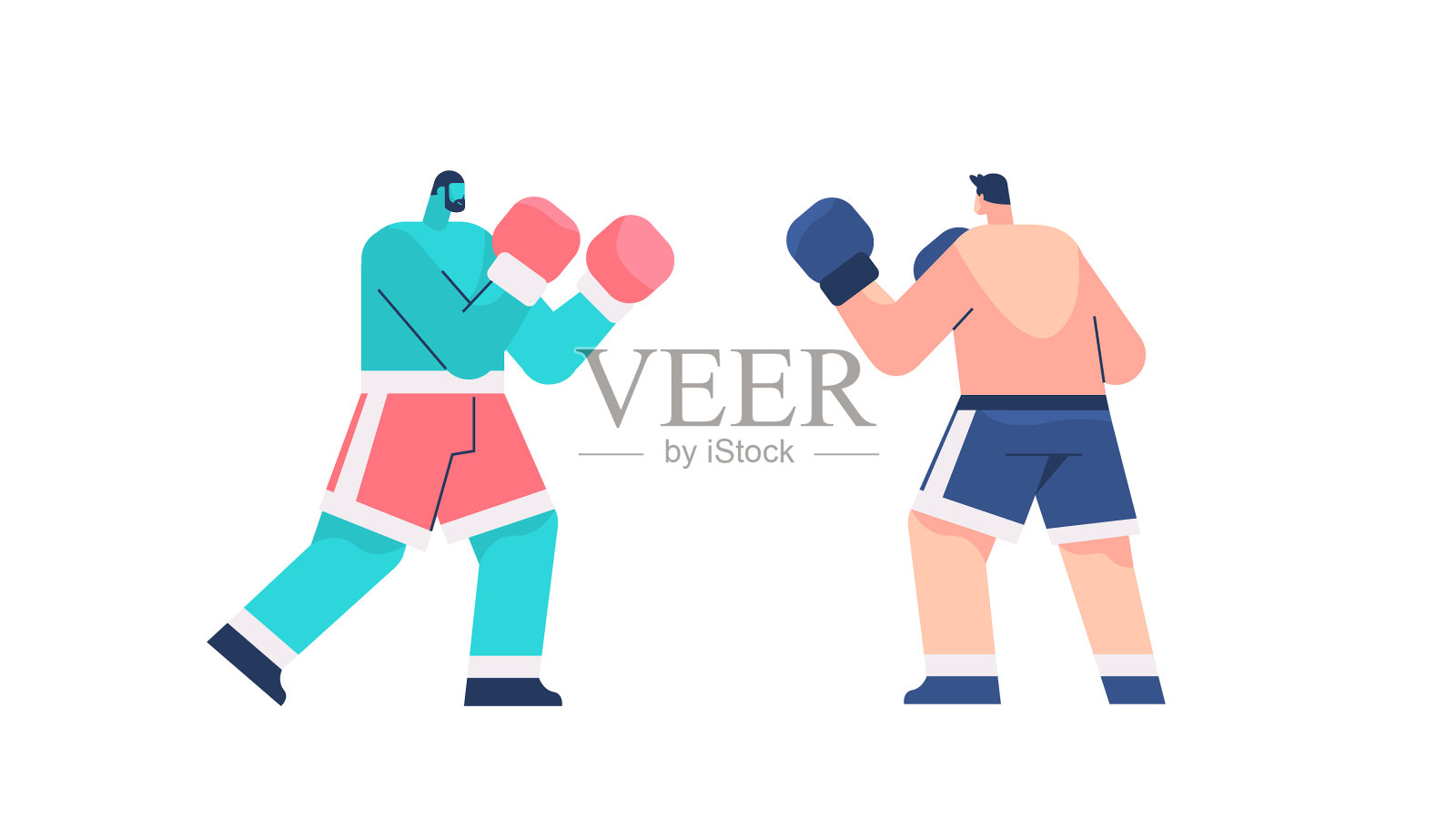 两个职业拳击手在竞技场上搏斗插画图片素材