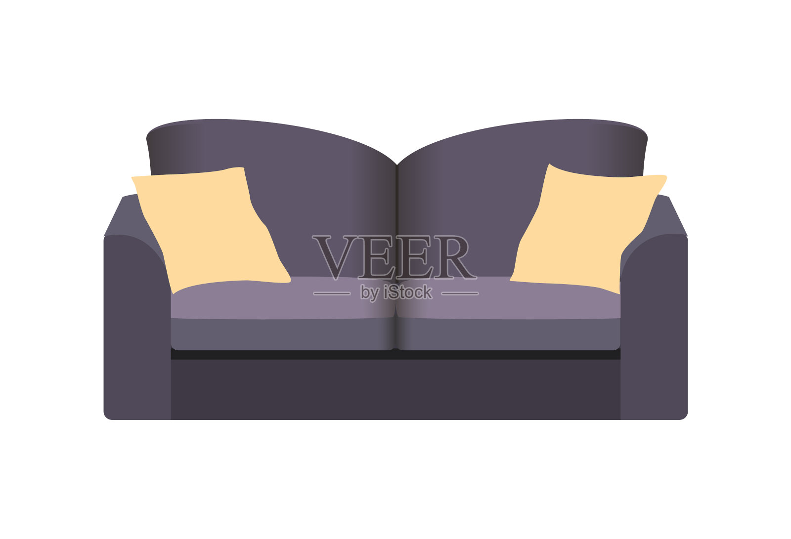 深色沙发孤立在白色沙发图标上设计元素图片