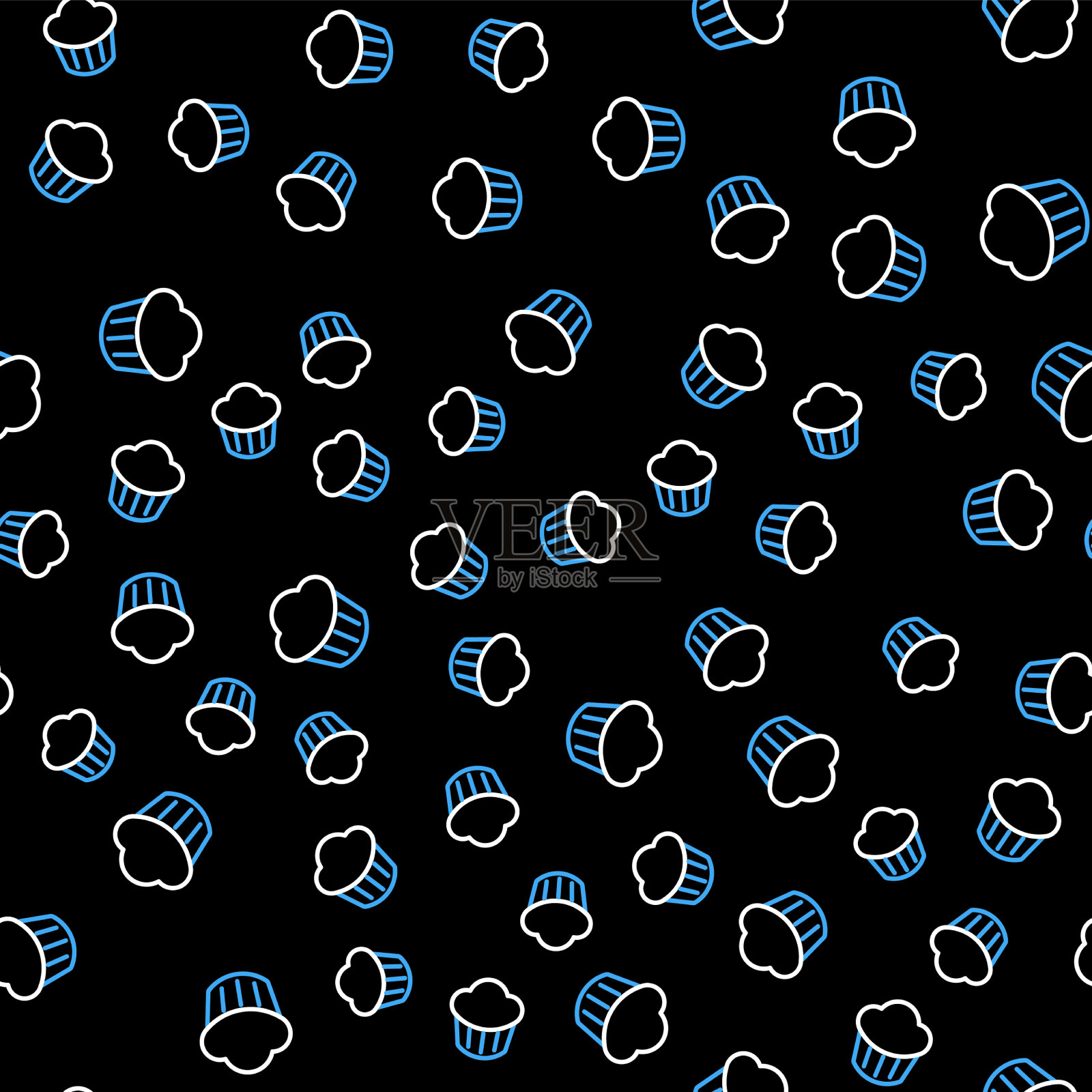 线杯蛋糕图标隔离无缝图案上插画图片素材