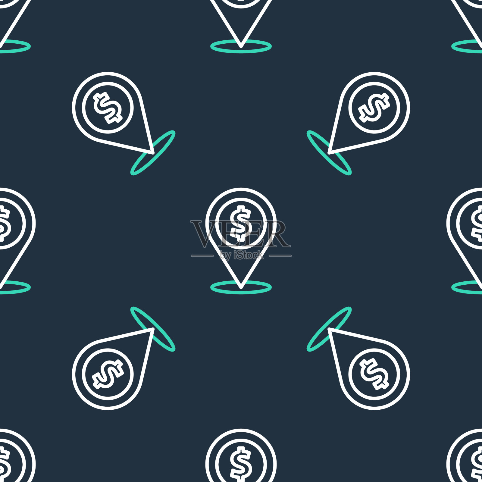 线现金定位pin图标隔离无缝插画图片素材