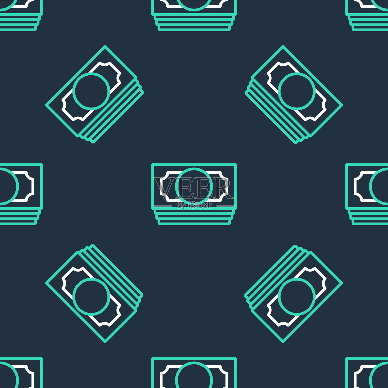 线堆纸钱现金图标孤立插画图片素材