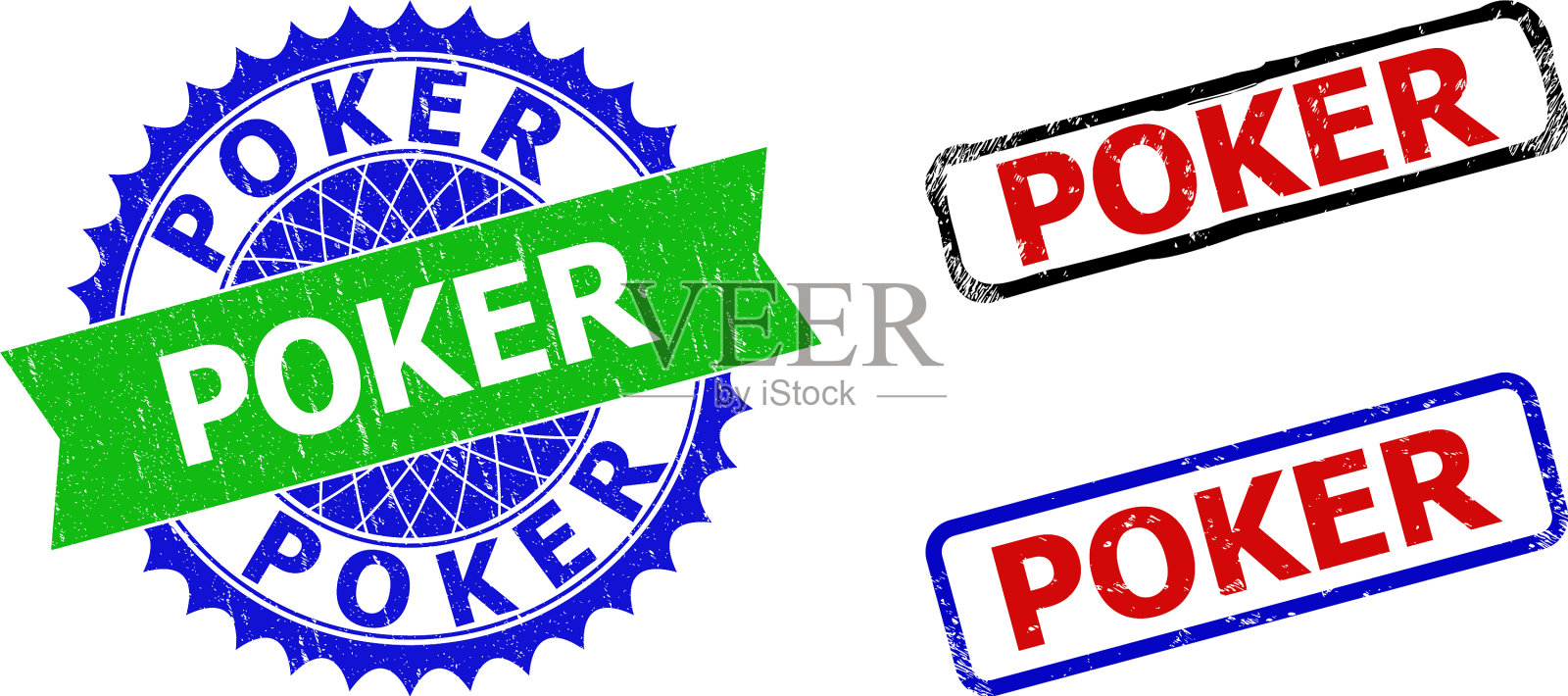 扑克玫瑰形和长方形双色印章插画图片素材