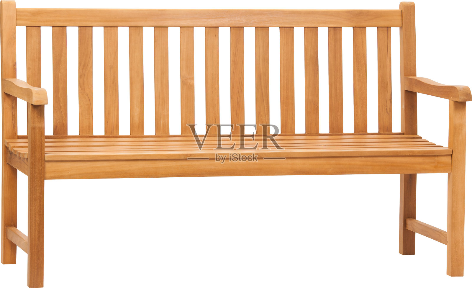 花园木椅或木凳孤立在白色背景上，并有修剪路径照片摄影图片