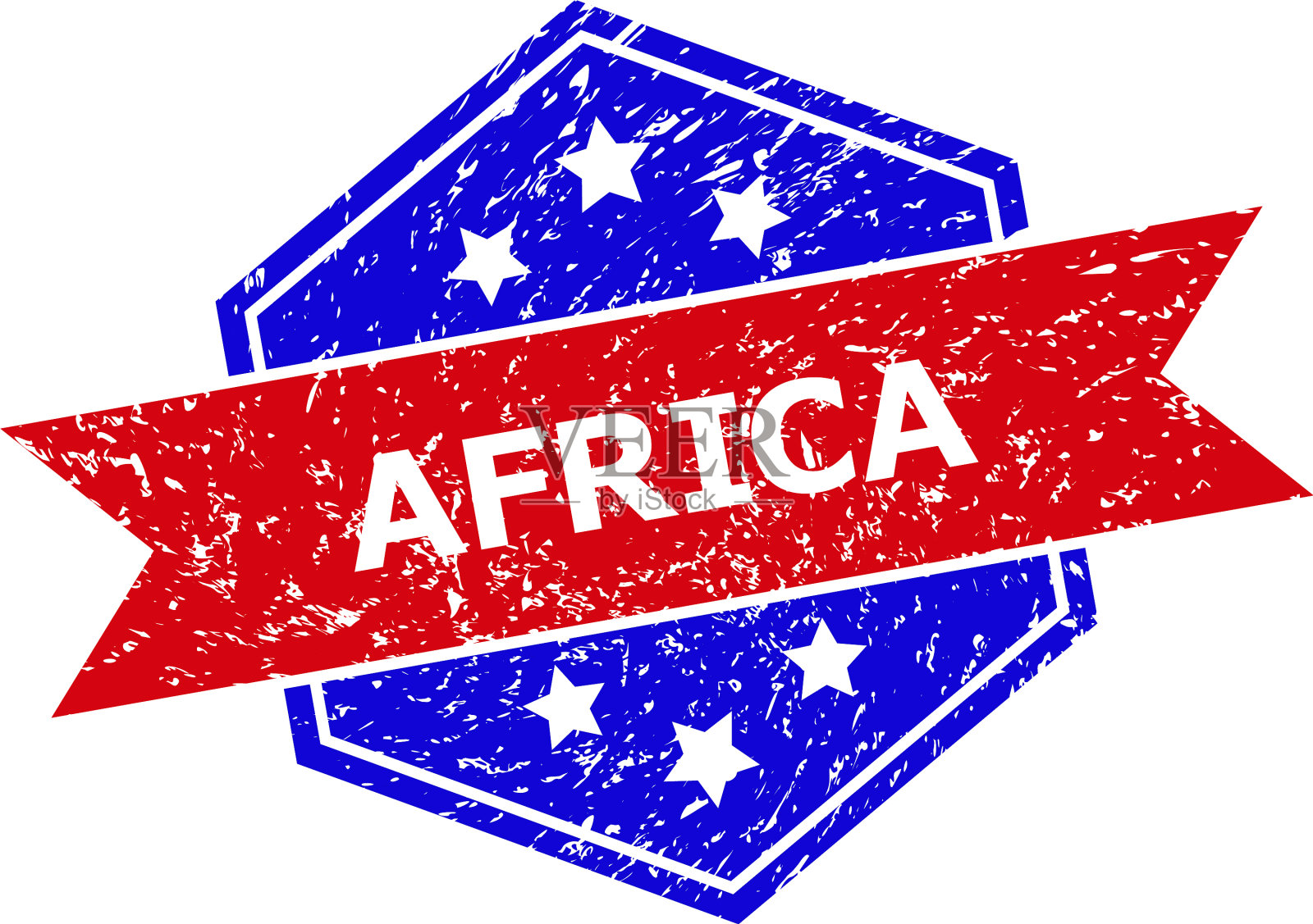 六角双色非洲邮票与橡胶风格插画图片素材