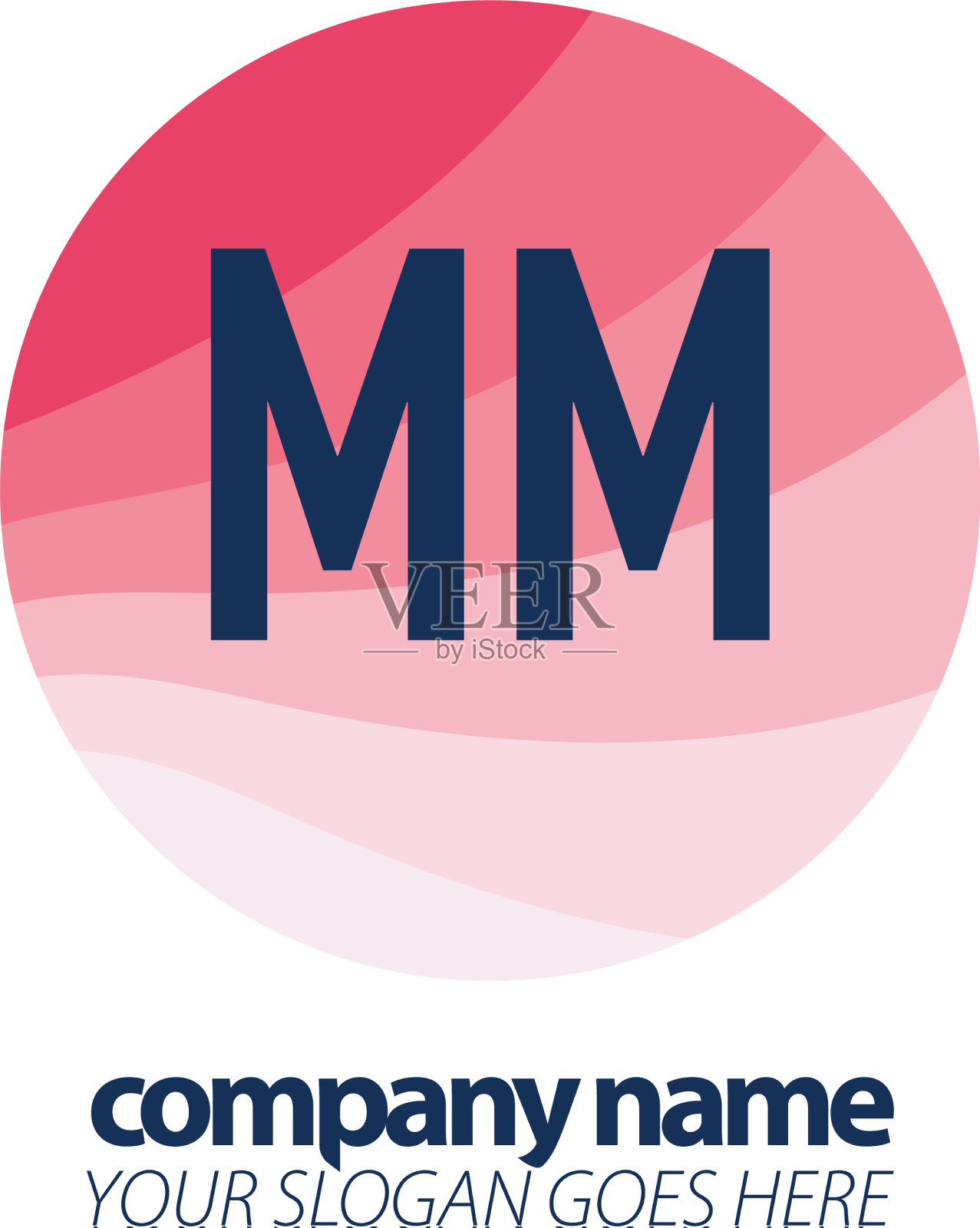 首字母mm彩色圆标志设计插画图片素材