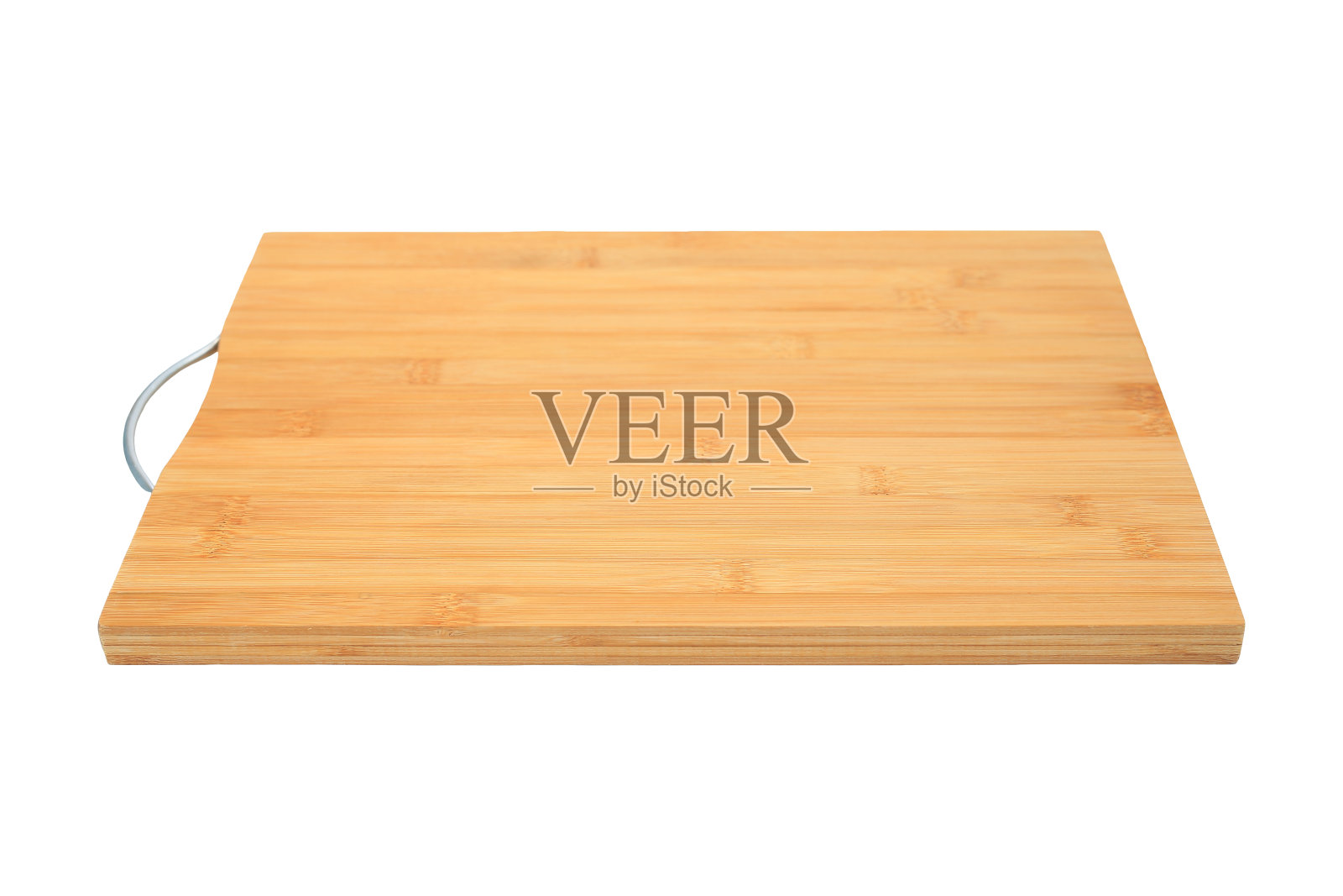 竹单板切板带柄，孤立在白色背景上，透视图照片摄影图片