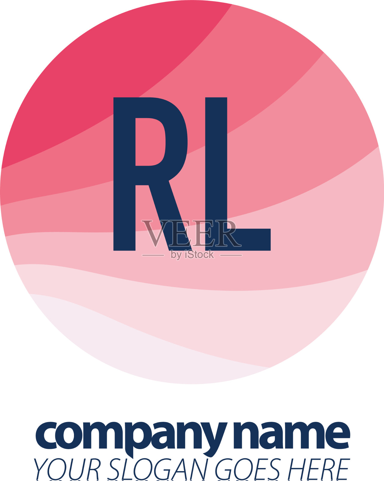 首字母rl彩色圆形标志设计插画图片素材