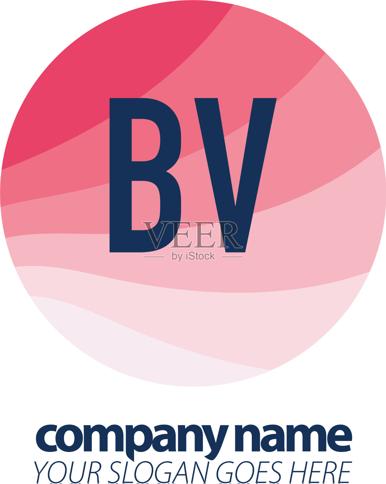首字母bv彩色圆形标志设计插画图片素材