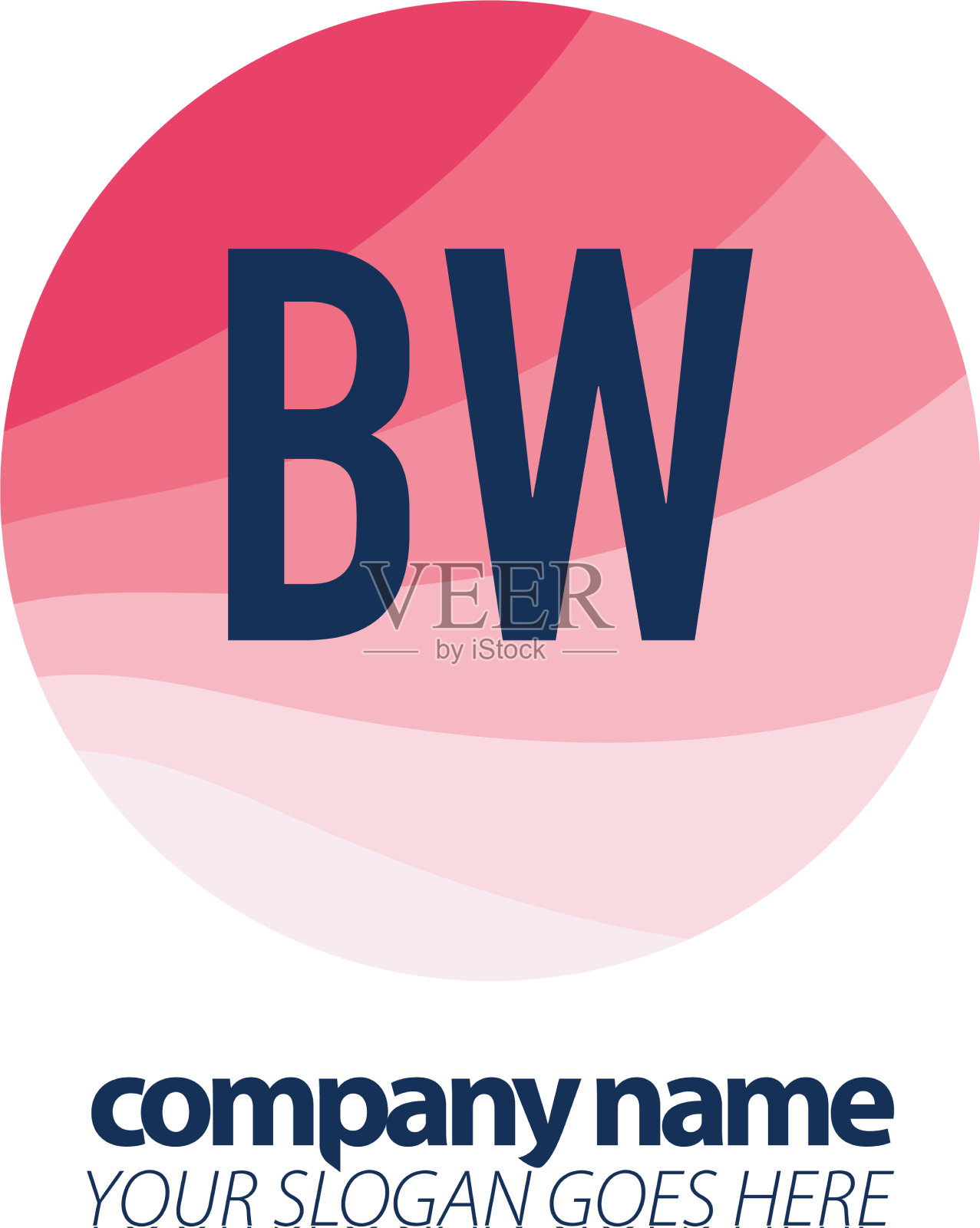 首字母bw彩色圆形标志设计插画图片素材