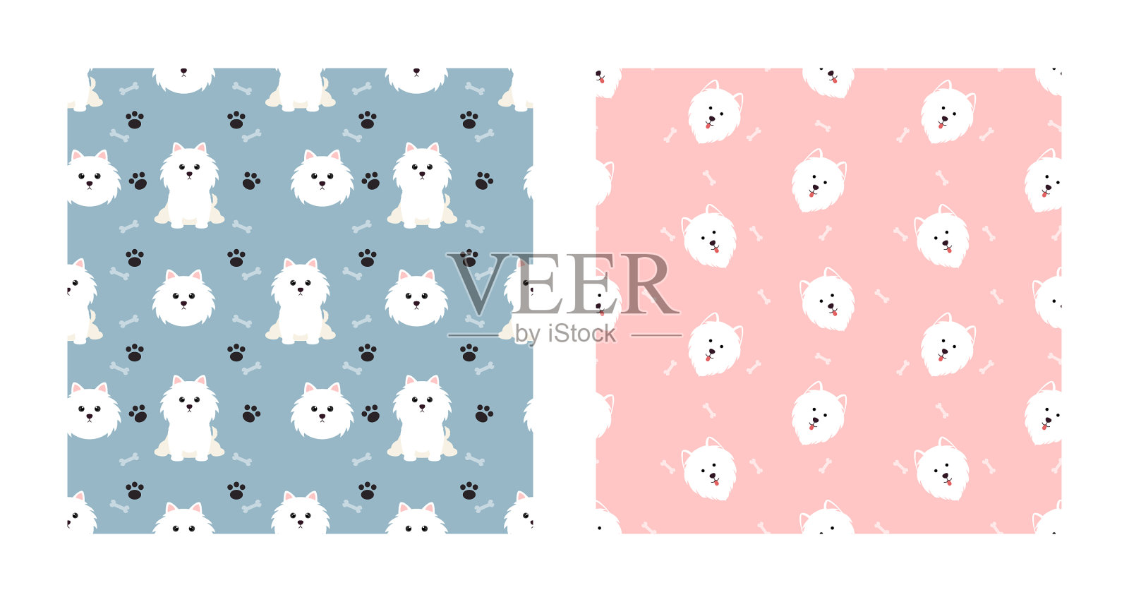 设定人物无缝图案动物可爱插画图片素材