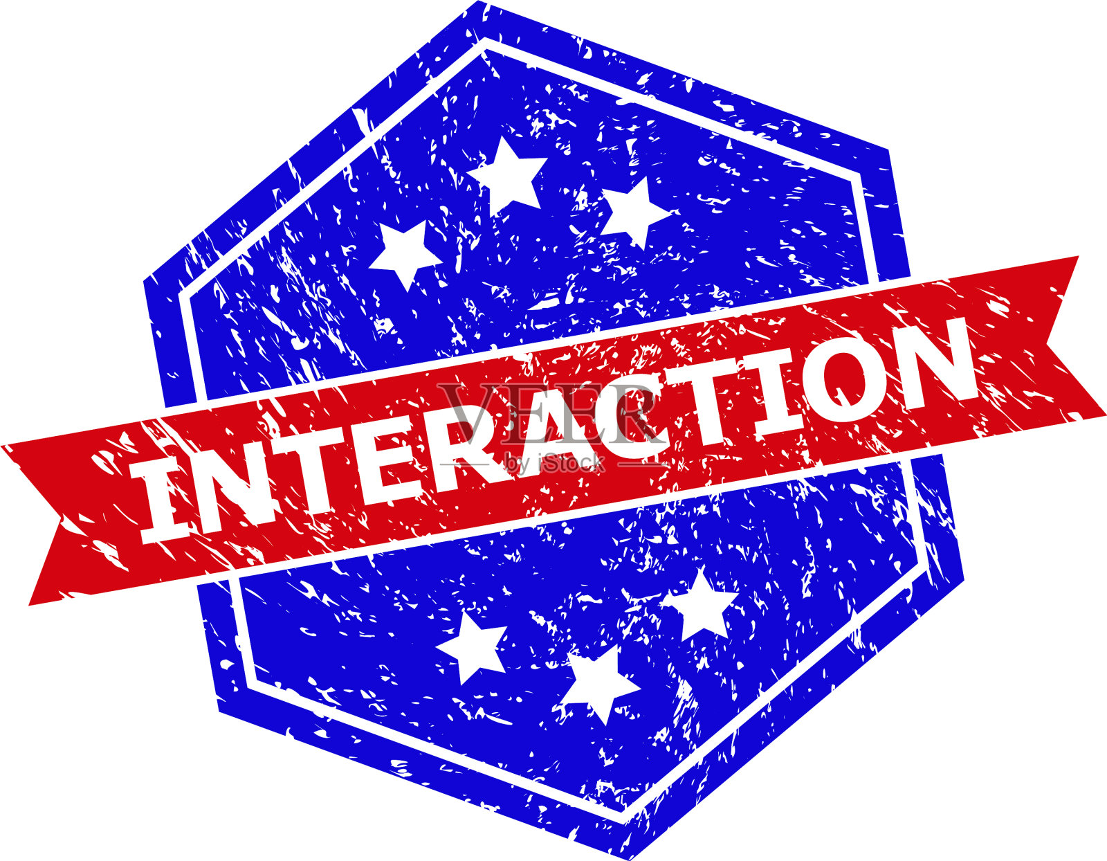 六角双色相互作用橡皮图章插画图片素材