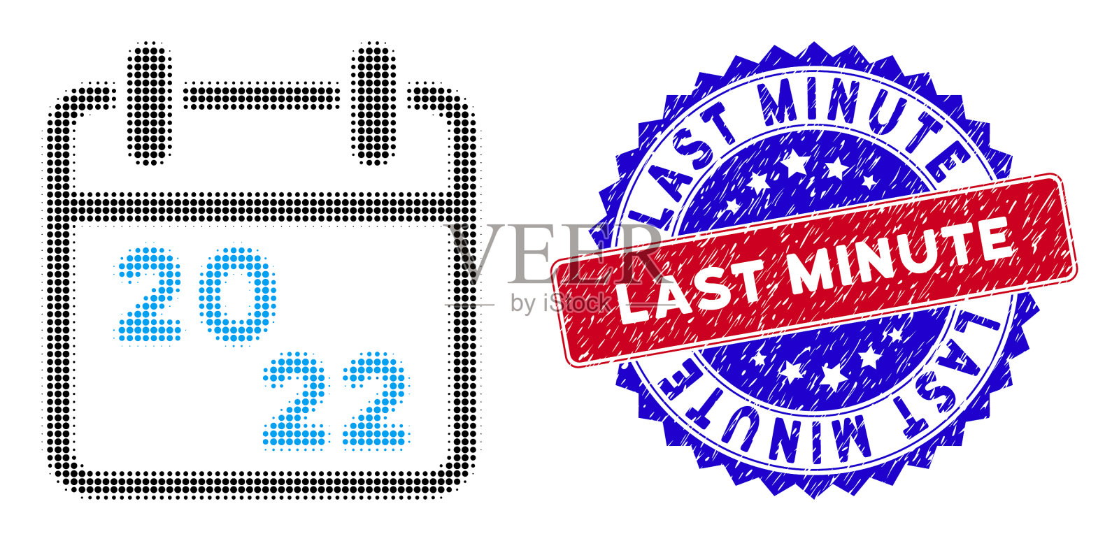 点半色调2022日历图标和双色最后插画图片素材