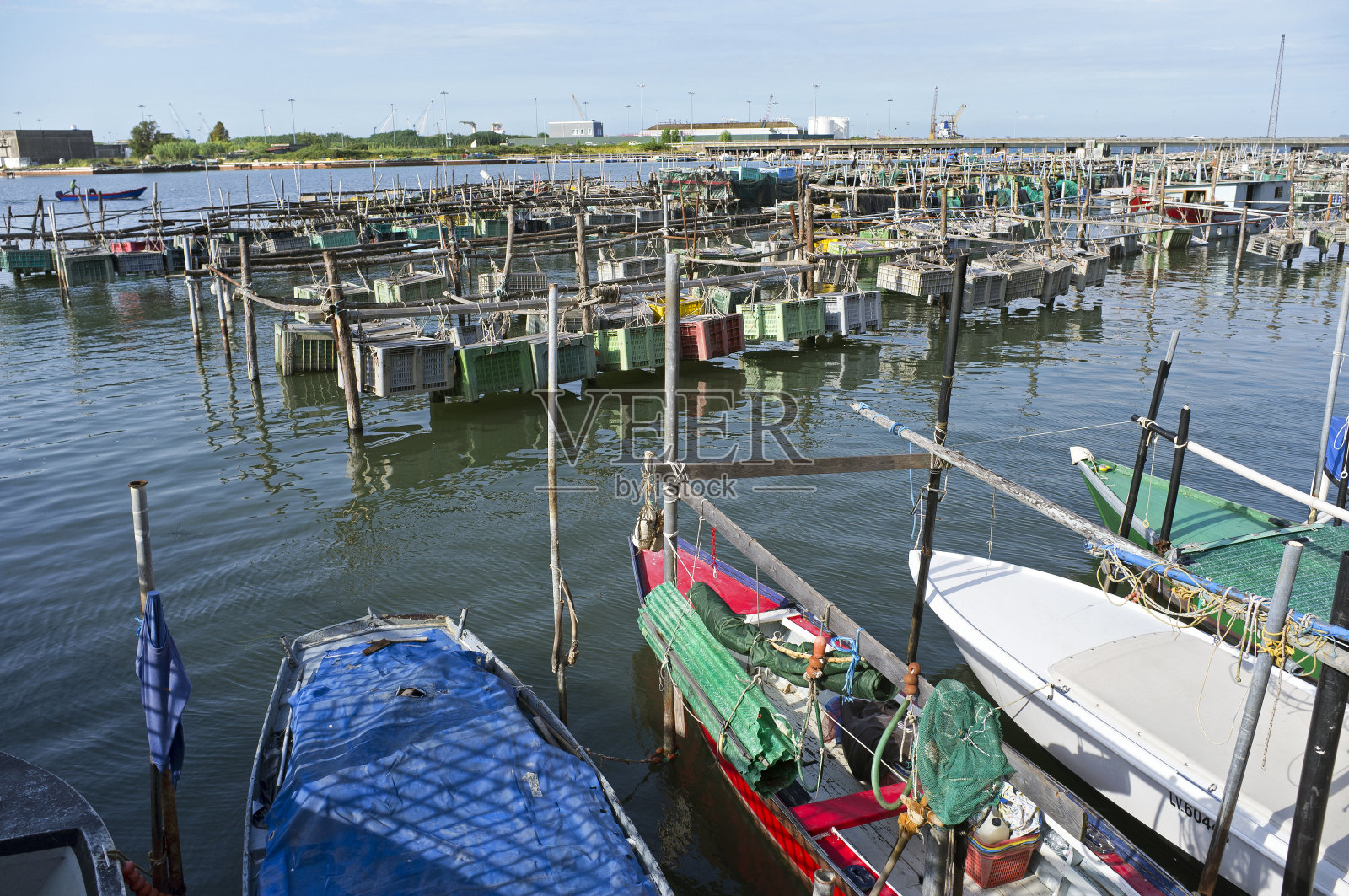 Chioggia, Laguna Veneta的捕鱼陷阱。意大利照片摄影图片