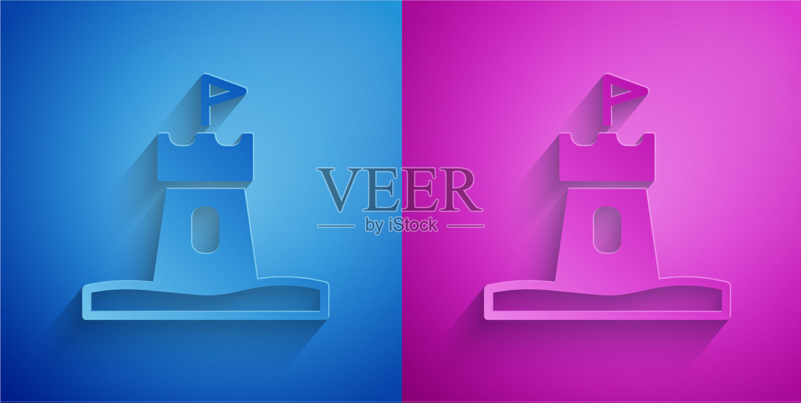 剪纸沙塔图标孤立在蓝色和图标素材