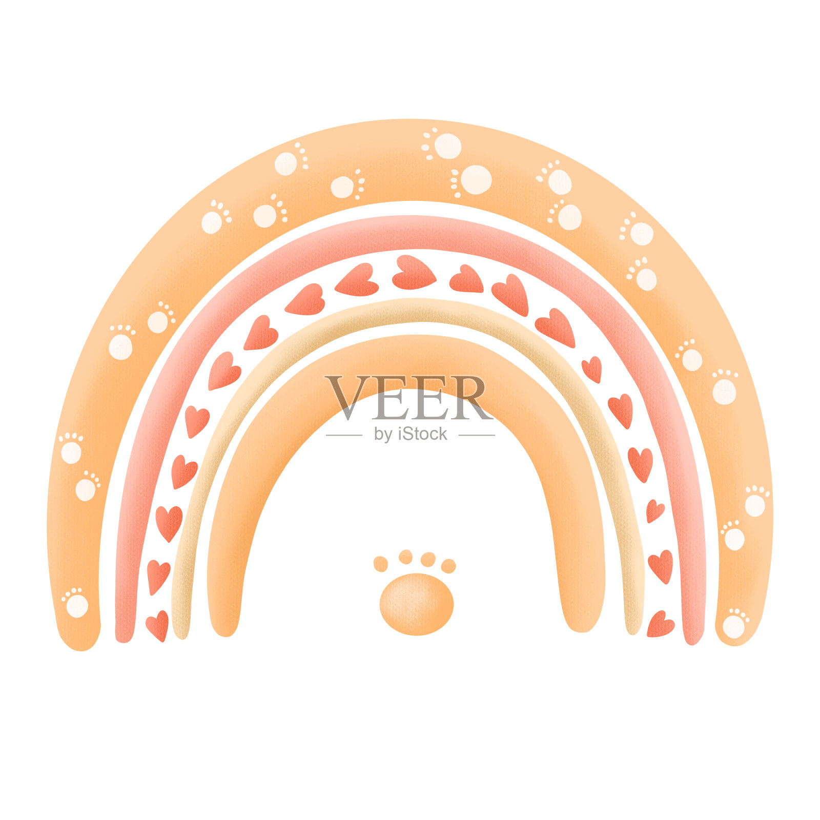 风格化的彩虹孤立在白色背景上。儿童模式设计元素图片